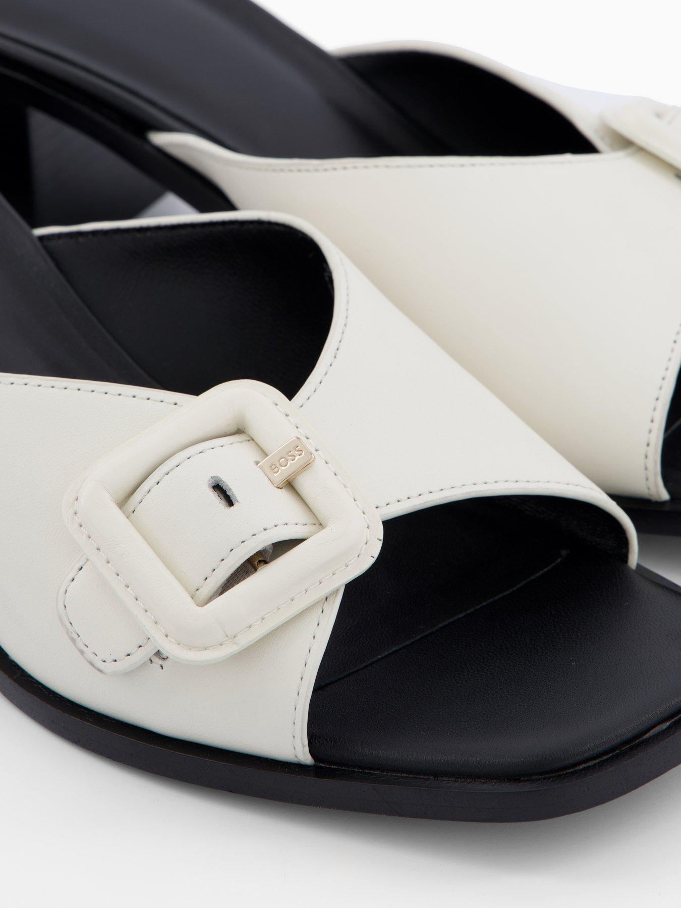 Image 5 of 6 of BOSS Charlize Heeled Mule Sandal - Open White