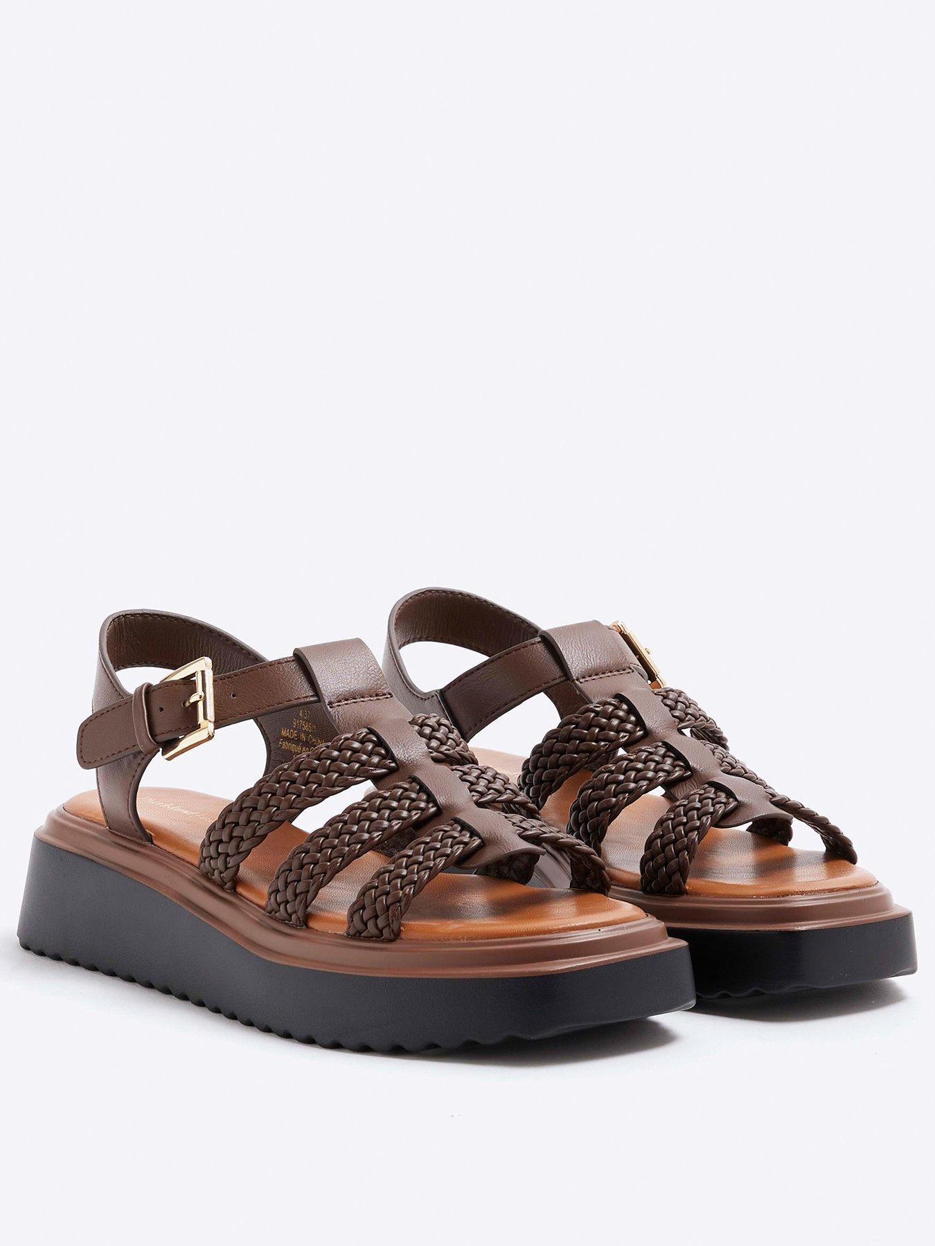 Image 4 of 5 of River Island Fisherman Flatform Sandal - Brown