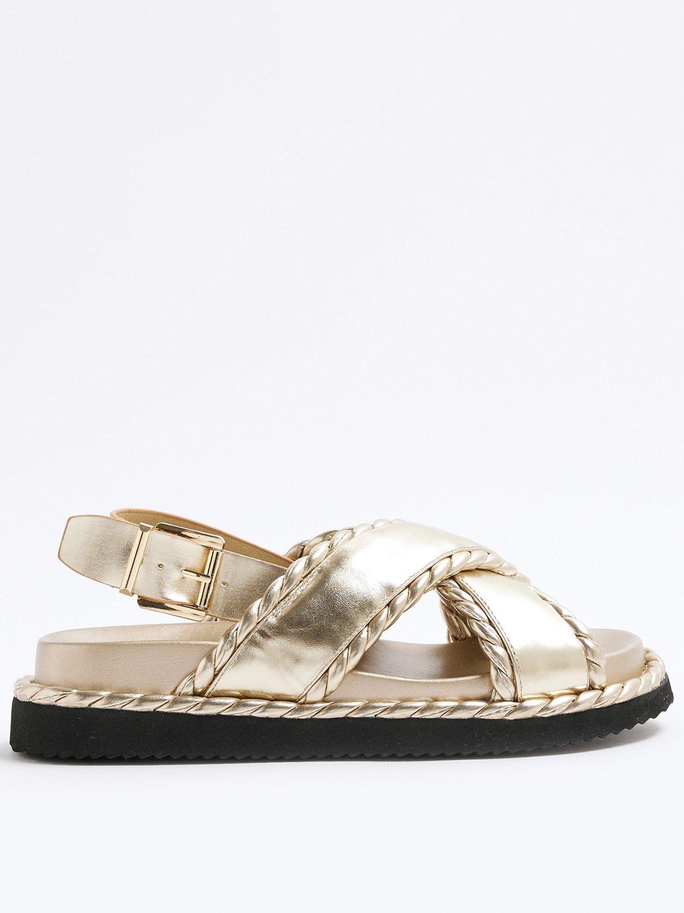 undefined Cross Strap Sandal - Gold