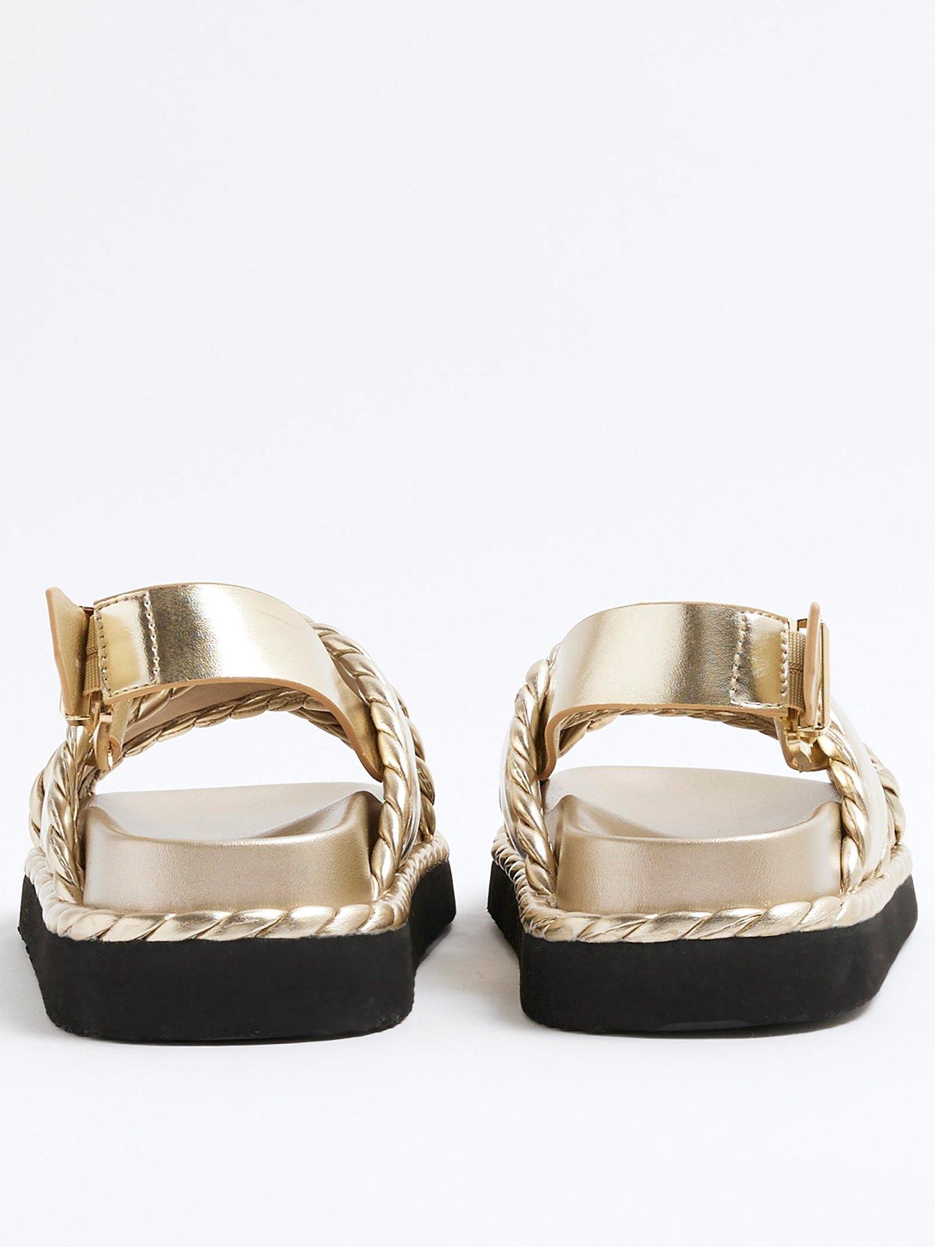 River Island Cross Strap Sandal Gold Very