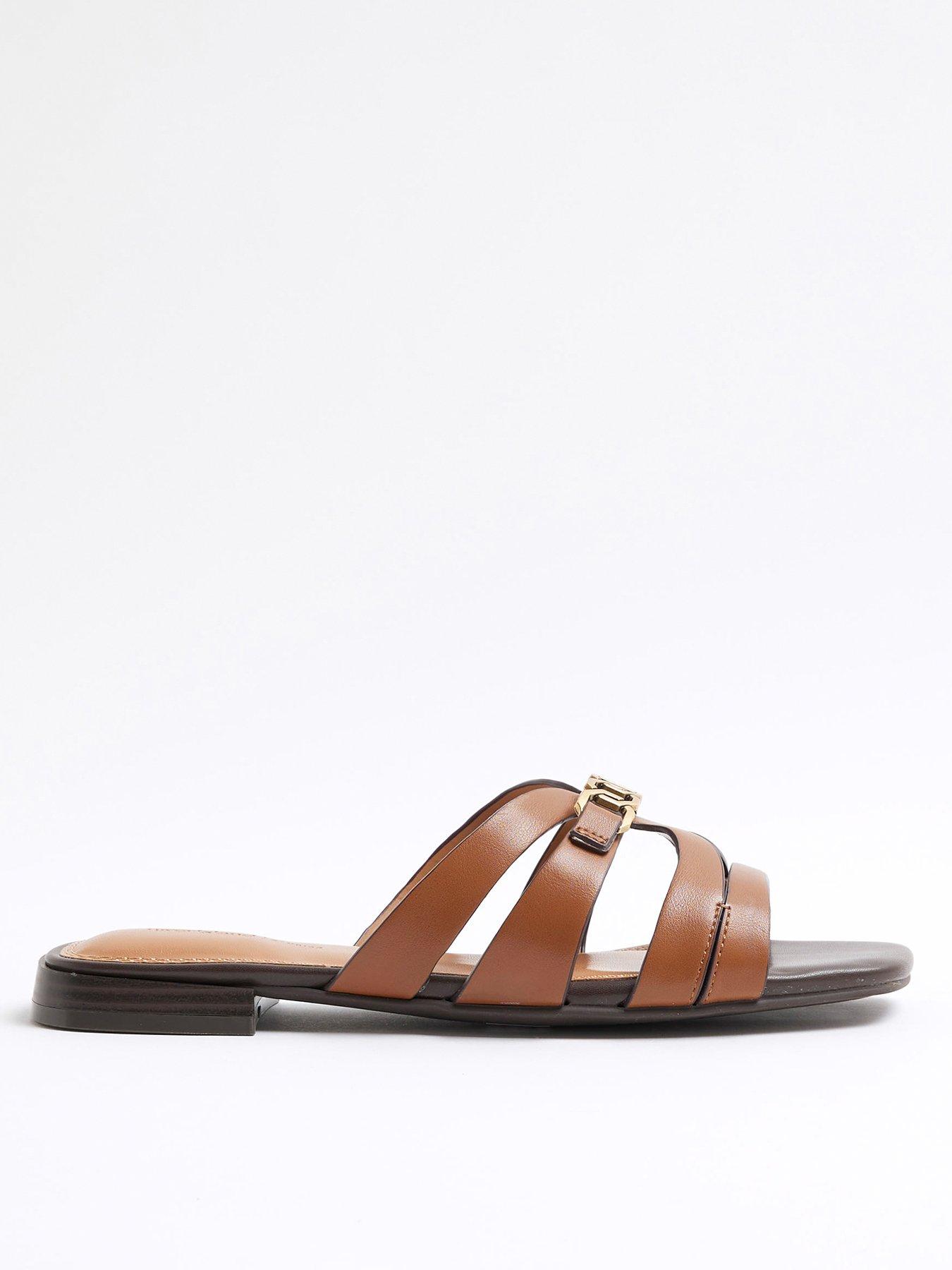 undefined Strappy Trim Flat Mule Sandal - Brown