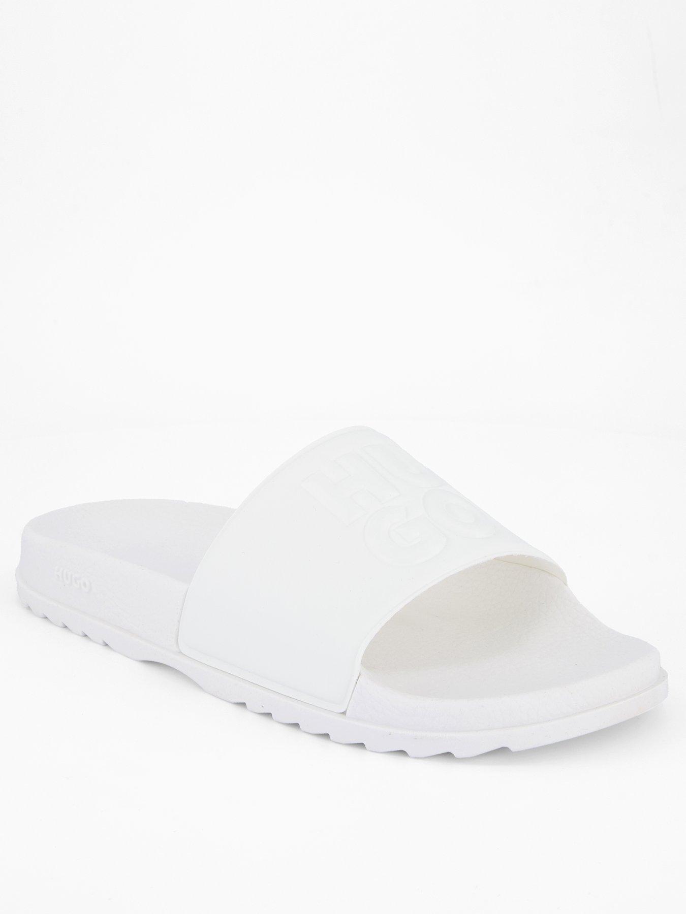 undefined Sliders With Debossed Stacked Logo - Natural