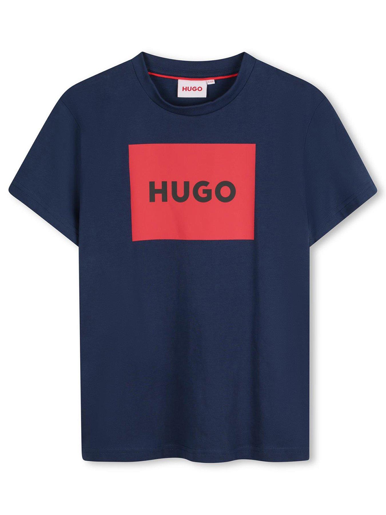 undefined Boys Short Sleeve Square Logo T-Shirt - Navy