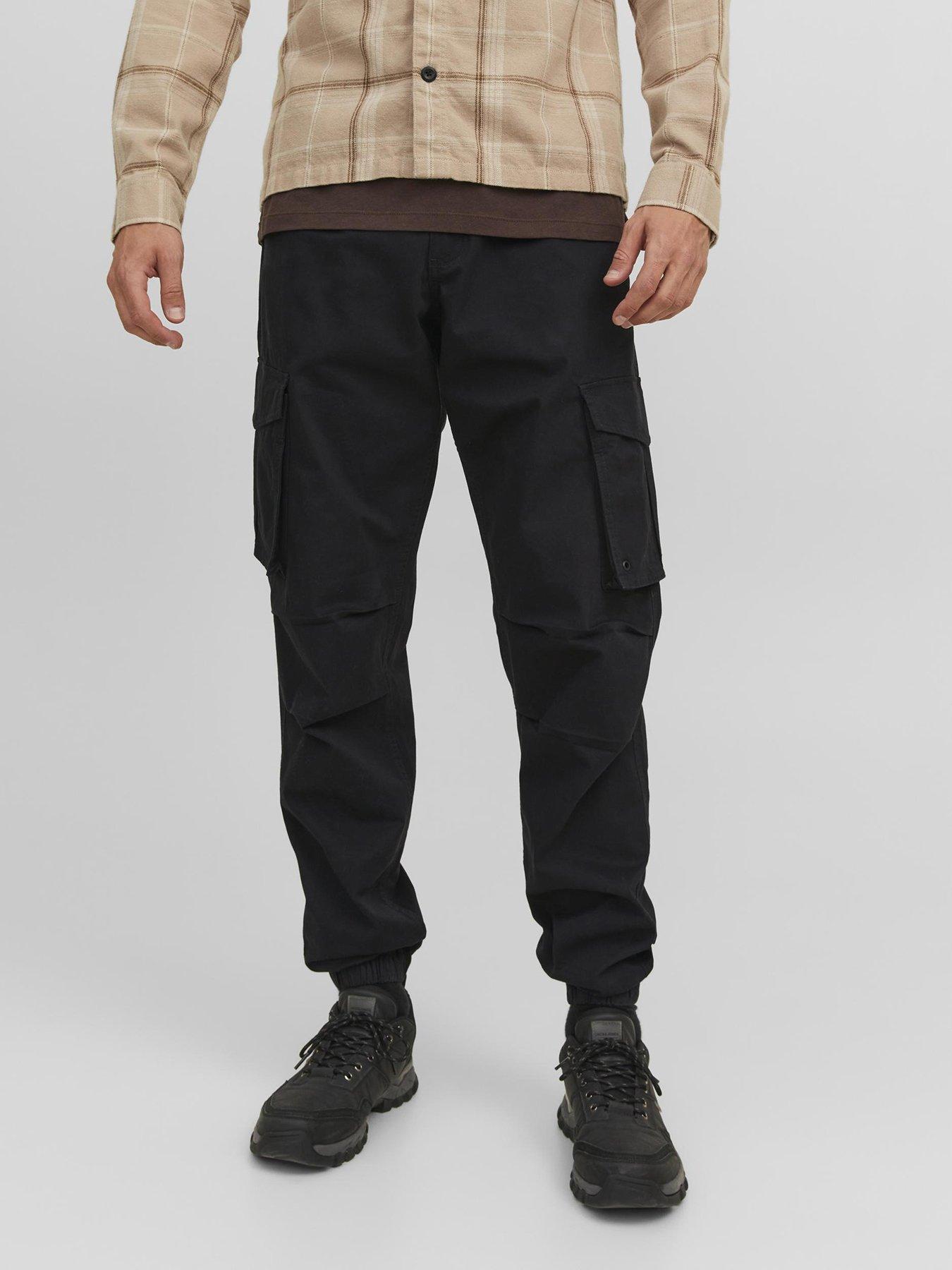 Jack & Jones Kane Noah Cuffed Cargo Trousers, Black, Size 2Xl, Men