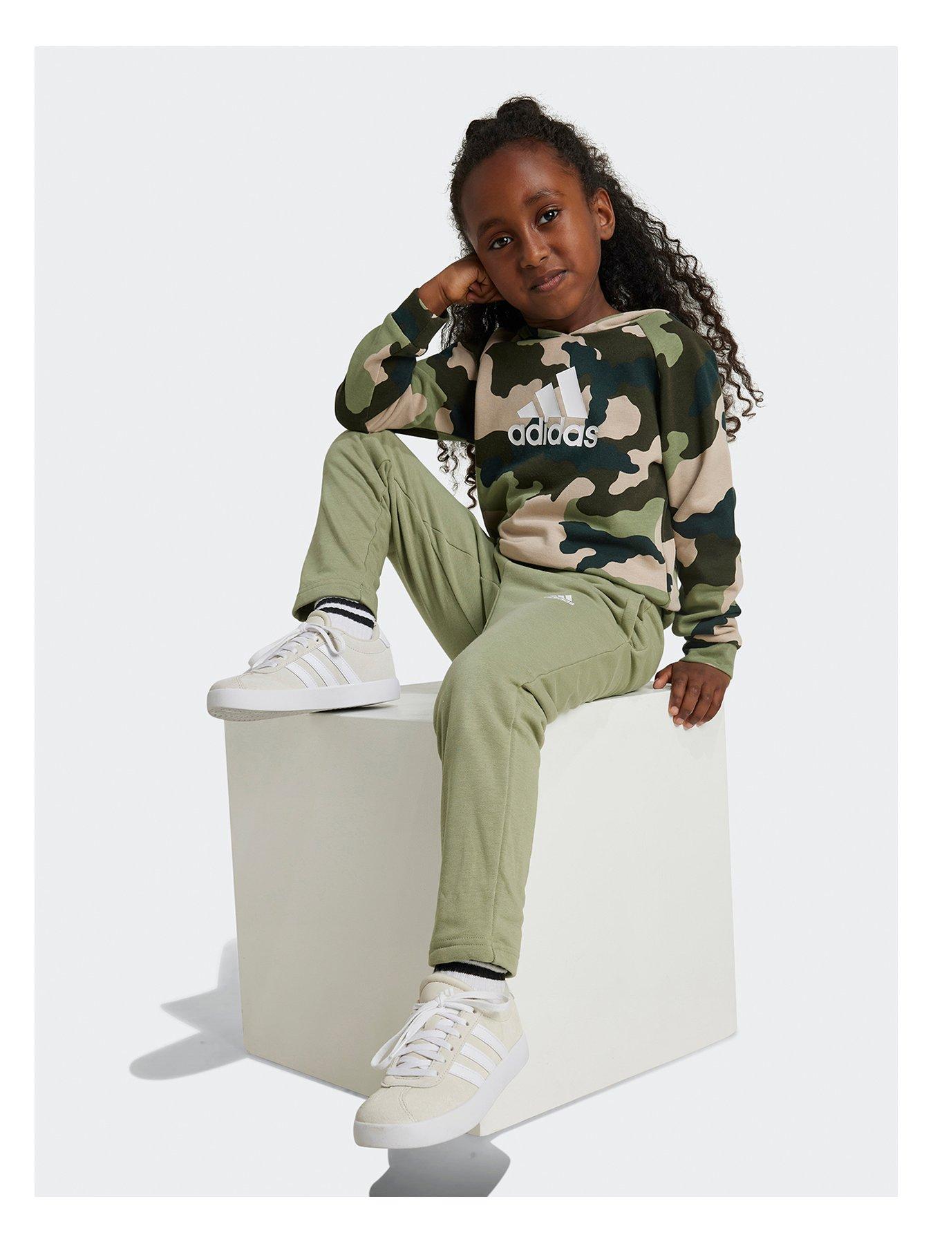 undefined Kid's Essentials Allover Print Hoodie Set - Green