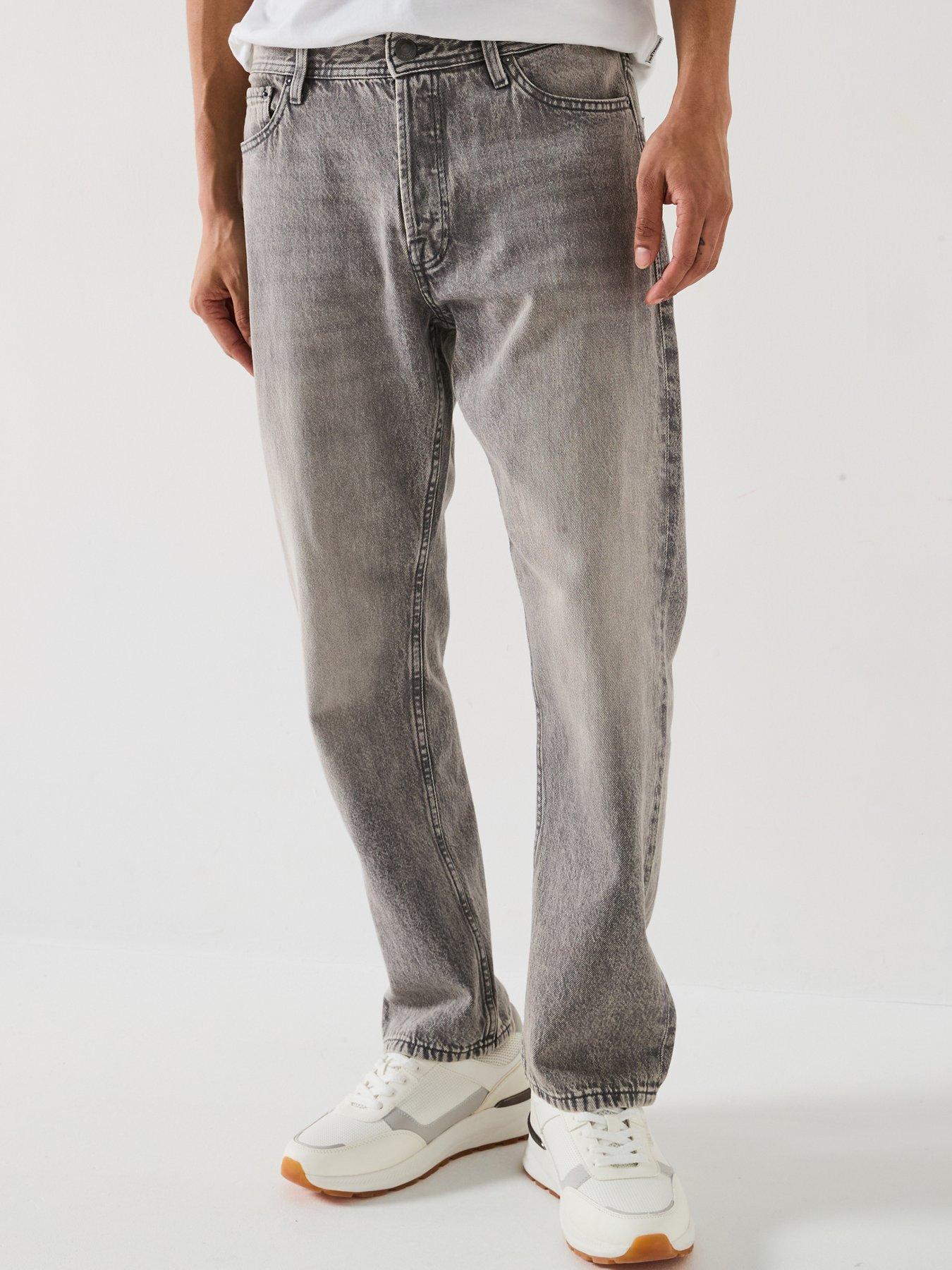 Jack & Jones Chris Original Relaxed Fit Jeans, Grey Denim, Size 34, Inside Leg Long, Men