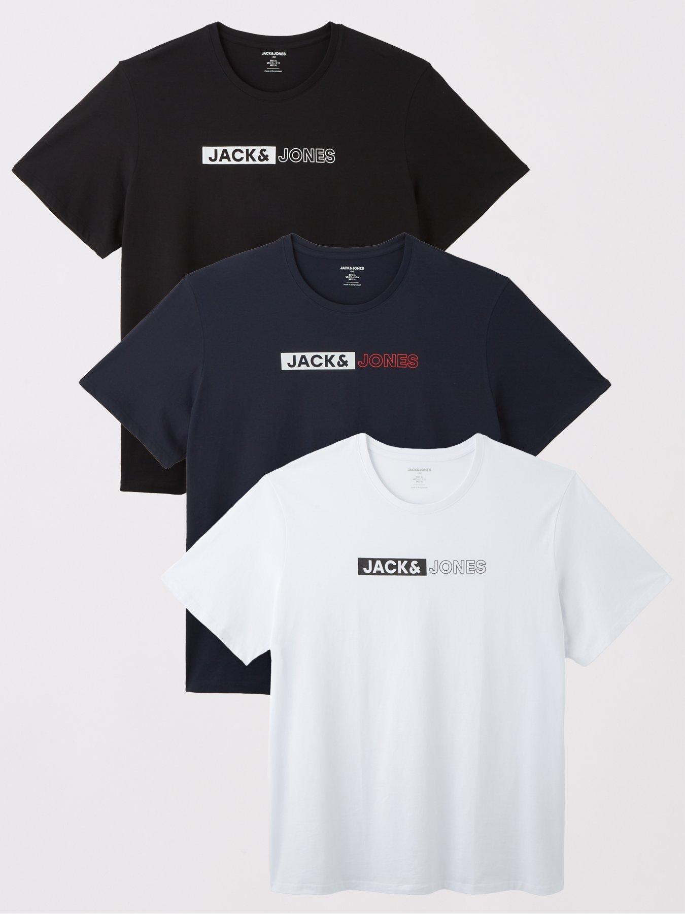 Image 1 of 5 of Jack & Jones Big Tall 3-Pack Chest Logo T-Shirt - Multi