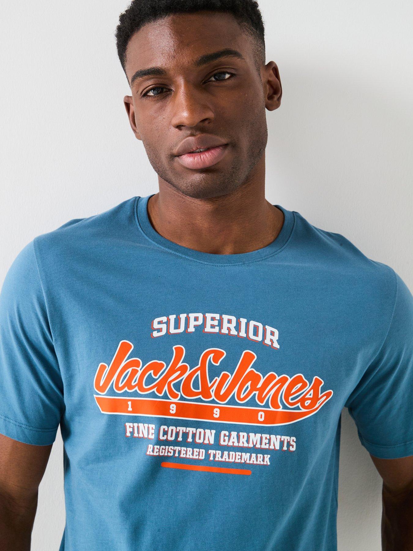 Men's Jack & Jones Logo T-Shirt - Designer Printed Short Sleeve Casual Tee, Regular Fit, Multiple Colors