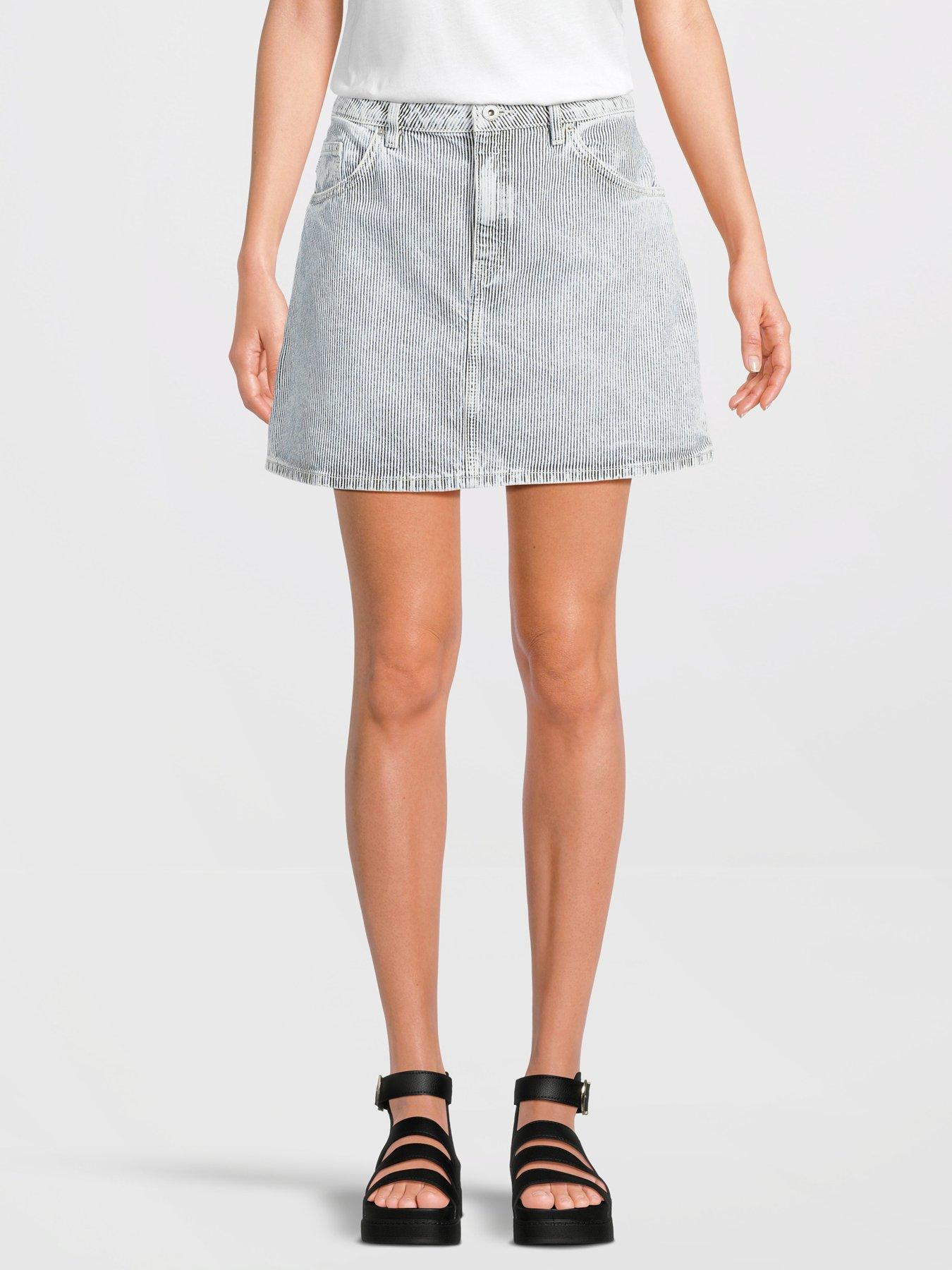 undefined Gami Stripe Denim Skirt - Blue