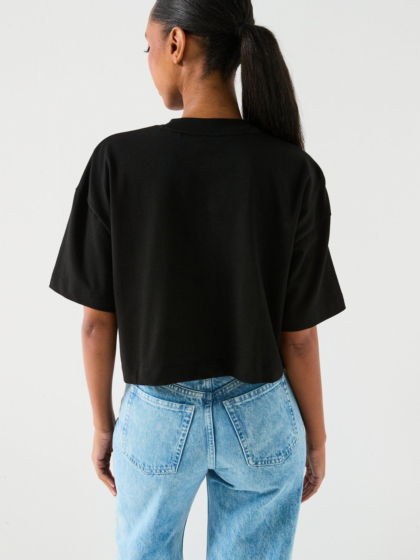 Image 2 of 5 of HUGO Cropped Graphic T-Shirt - Black
