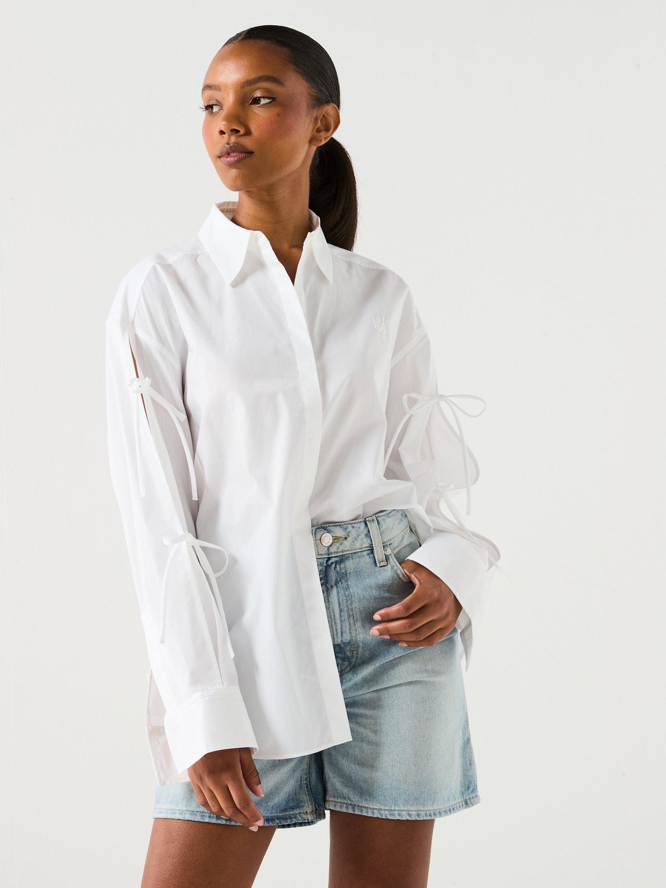 undefined Evangelina Tie Sleeve Shirt - White