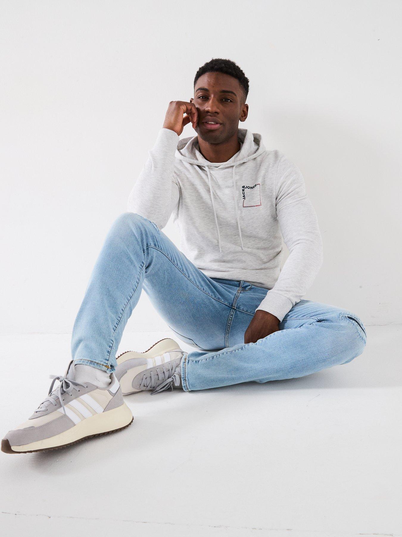 Image 5 of 5 of Jack & Jones Verner Square Logo Overhead Hoodie - Light Grey