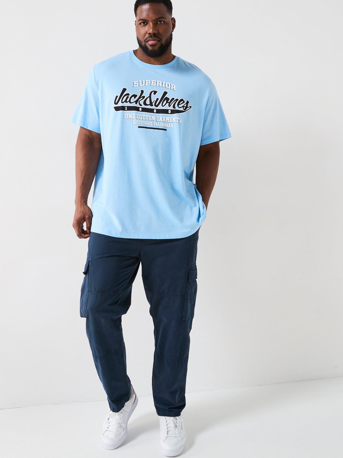 Image 3 of 4 of Jack & Jones Plus Size Logo T-Shirt - Light Blue