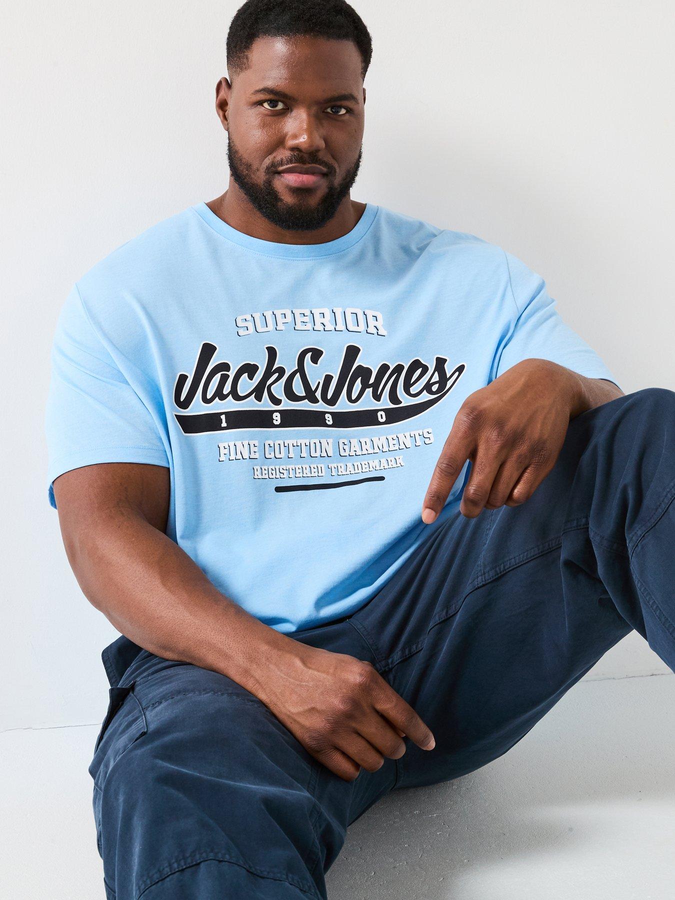 Image 4 of 4 of Jack & Jones Plus Size Logo T-Shirt - Light Blue