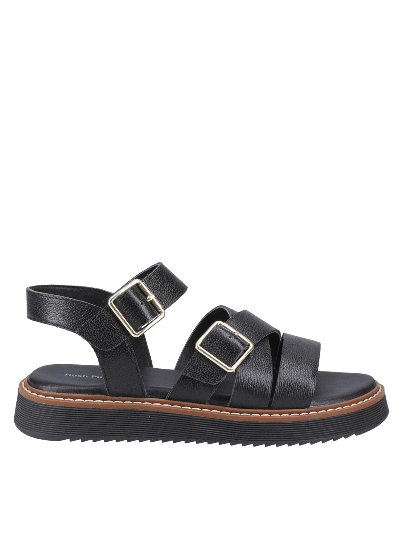 Hush Puppies Cady Leather Sandal, Black, Size 7, Women