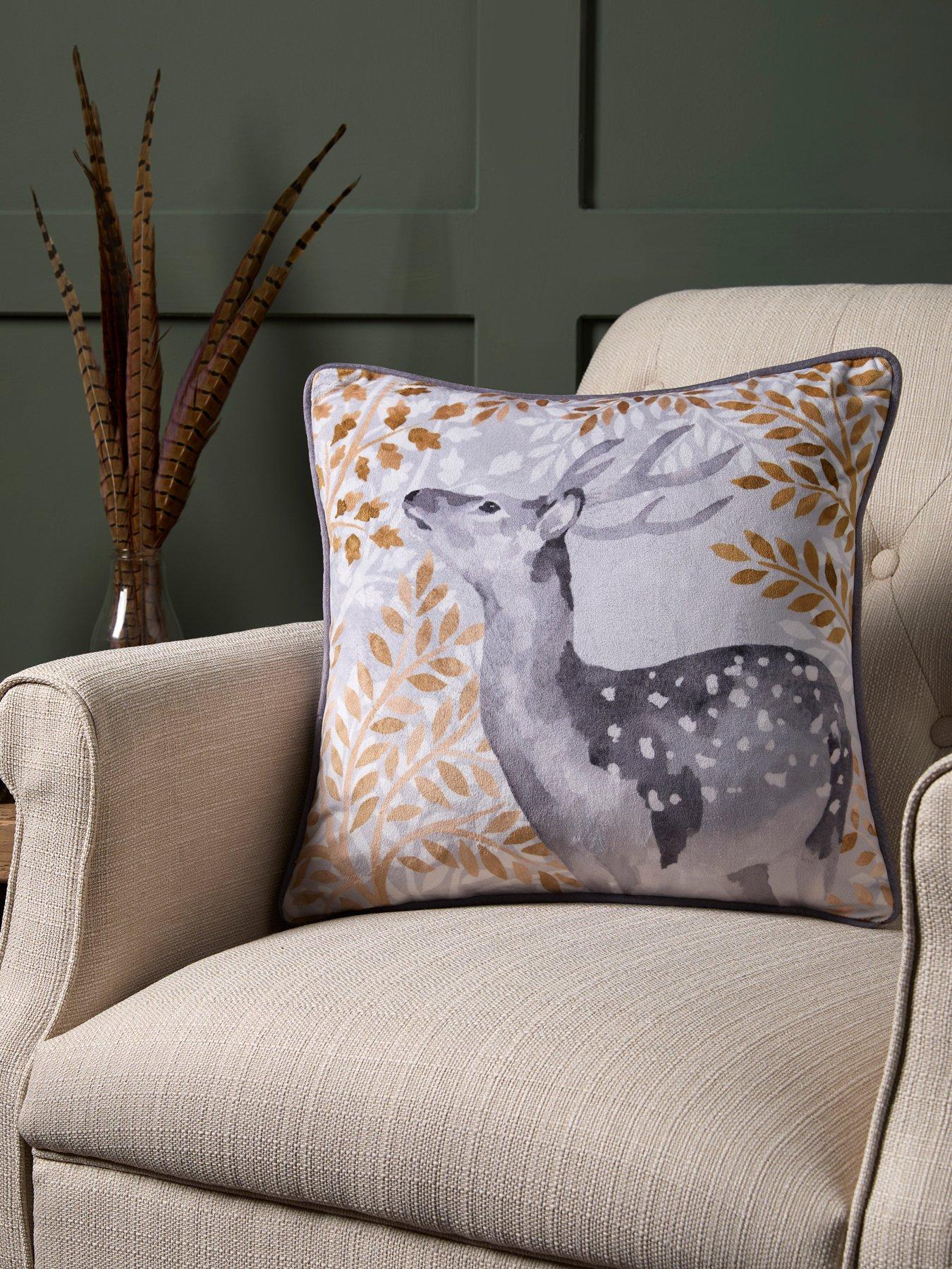 Product photograph of Dreams Drapes Forest Animals Velvet Filled Cushion from very.co.uk