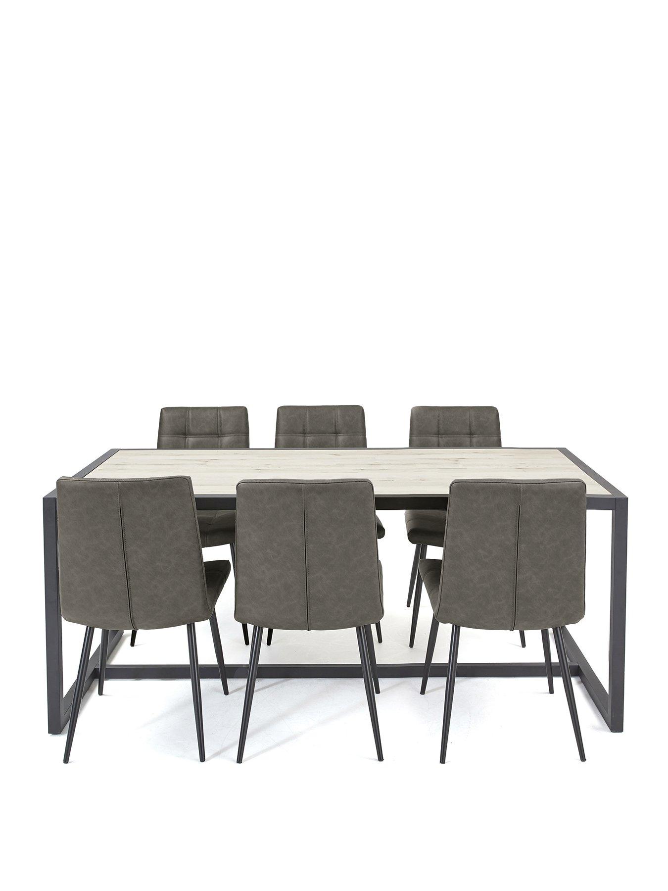 Image 2 of 7 of Very Home Harlem Grey Oak Dining Table + 6 Harlem Grey Dining Chairs - FSC Certified