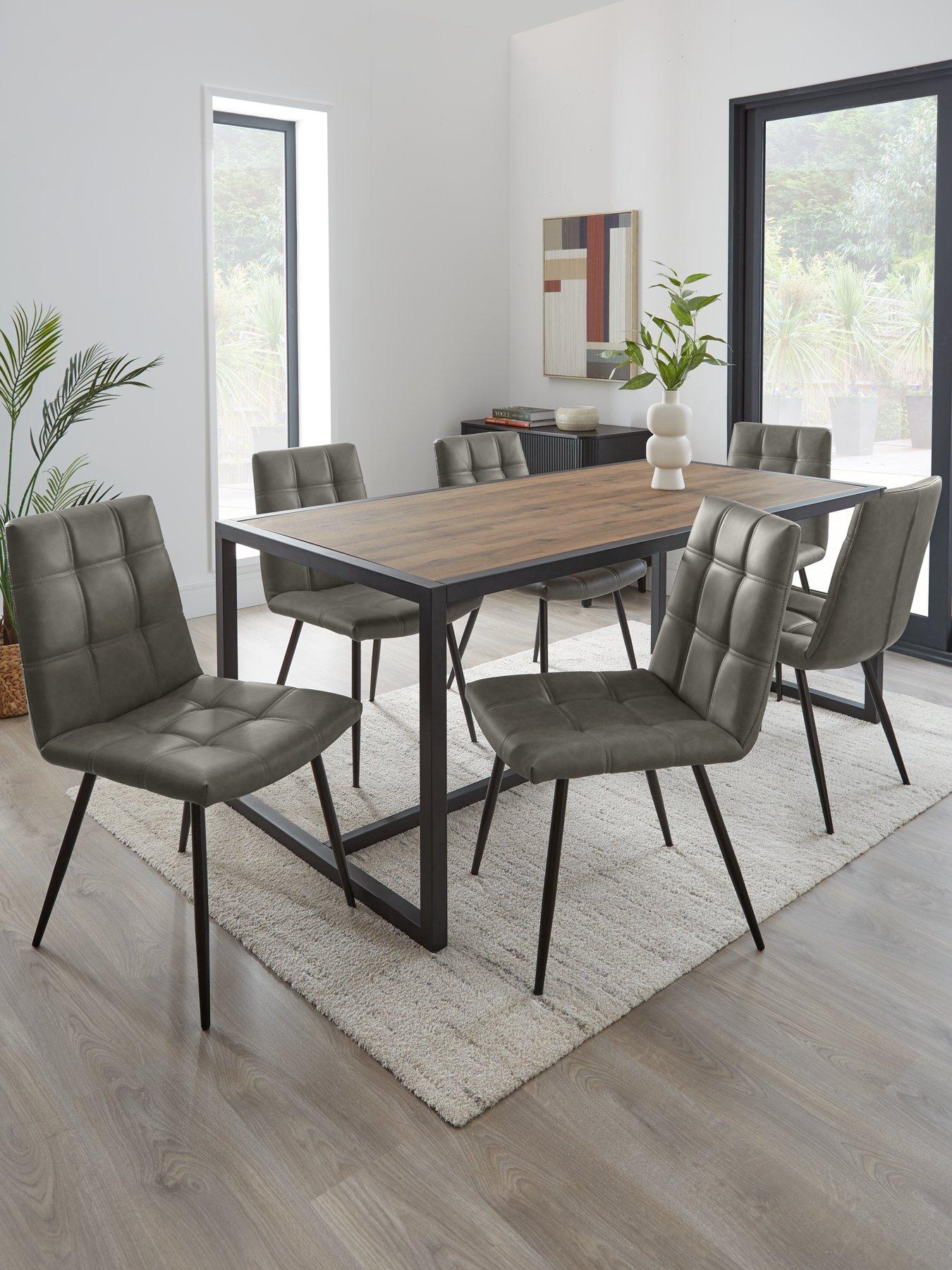 undefined Harlem 180 cm Mid Oak Dining Table + 6 Harlem Grey Chairs - FSC® Certified