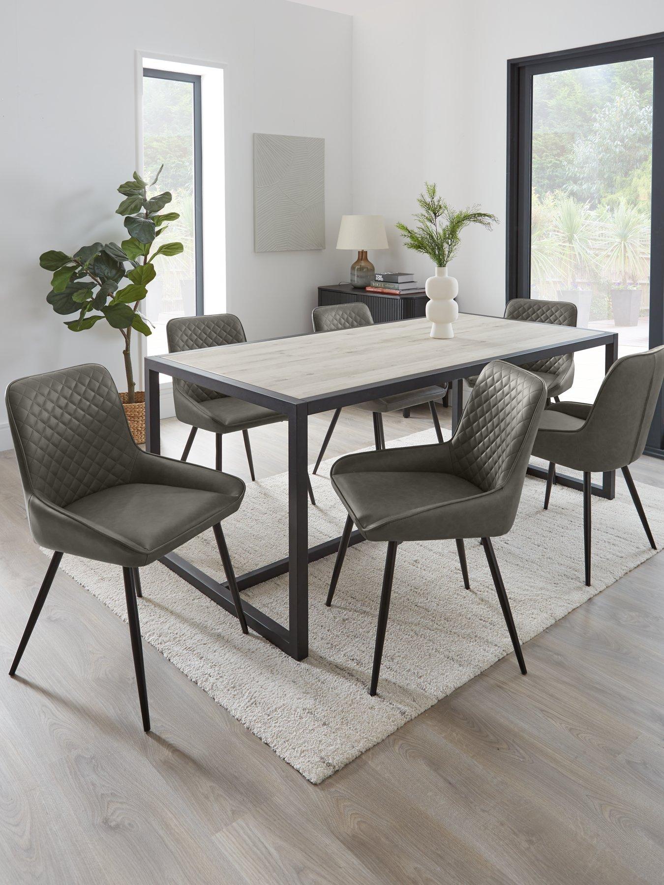 undefined Harlem180 cm Grey Oak Dining Table + 6 Sorena Grey Dining Chairs - FSC Certified