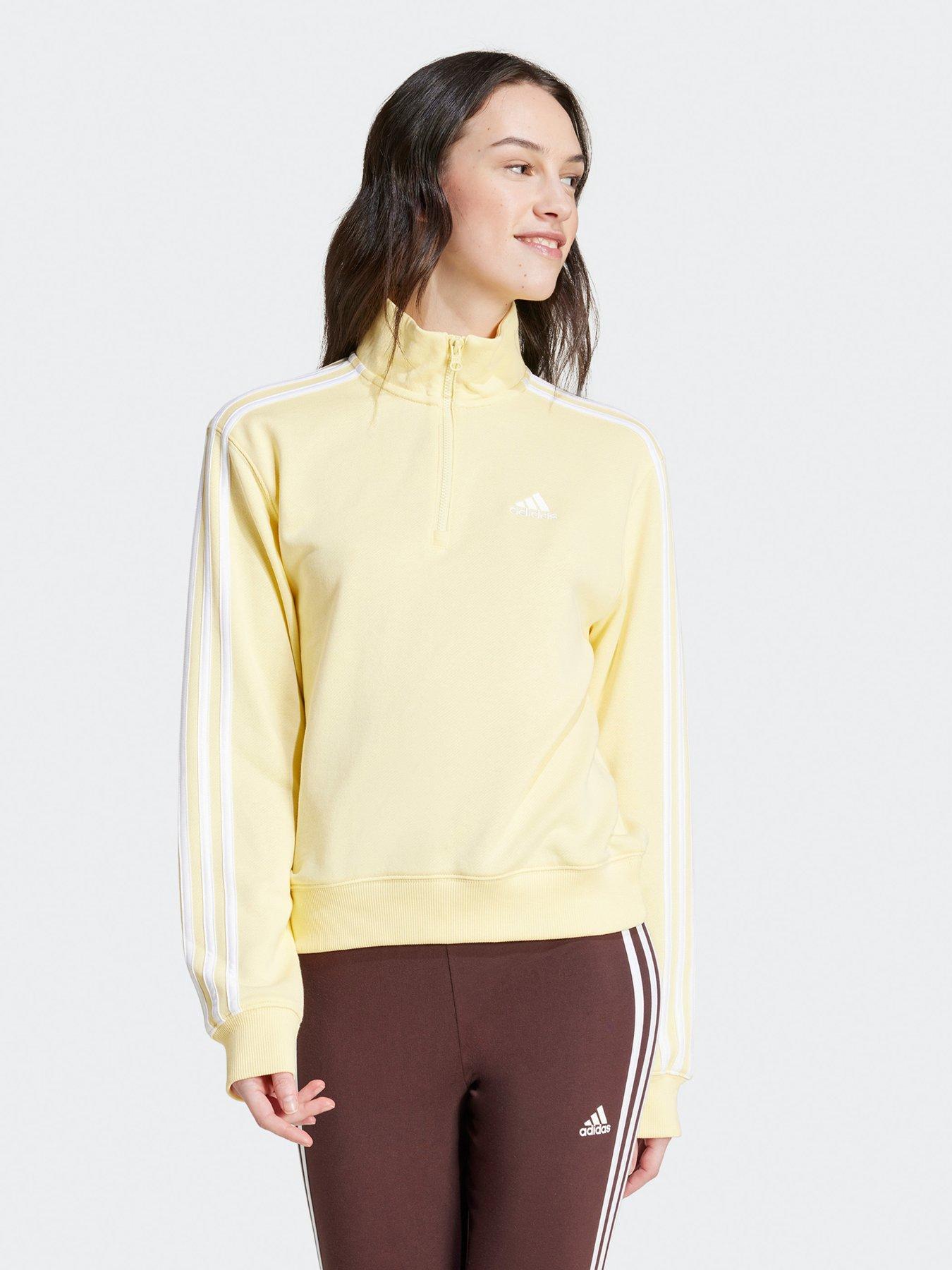 undefined Women's Essentials 3-Stripes Quarter-Zip Sweatshirt - Yellow