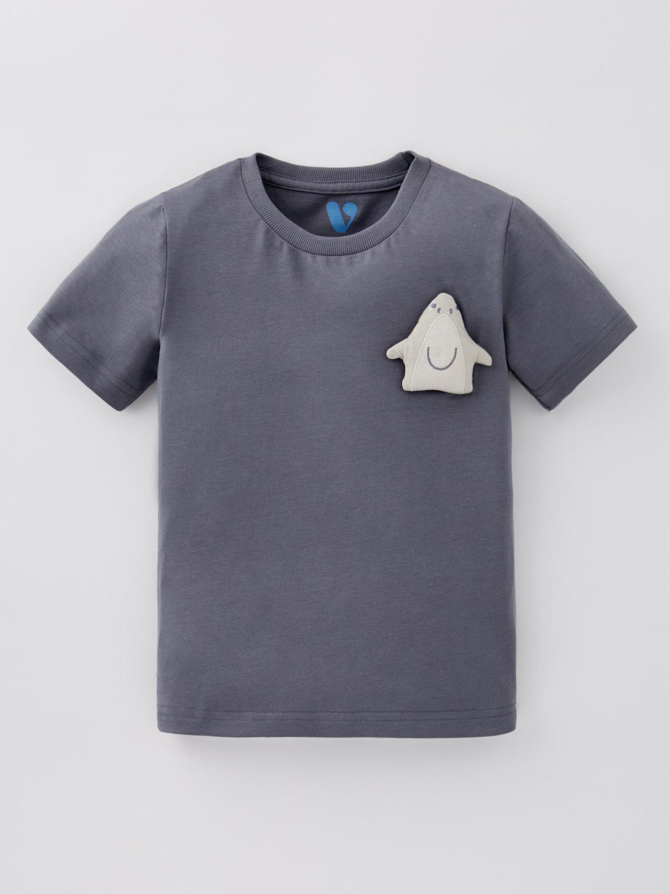 Mini V by Very Boys Shark 3D Effect T-Shirt - Flint Stone