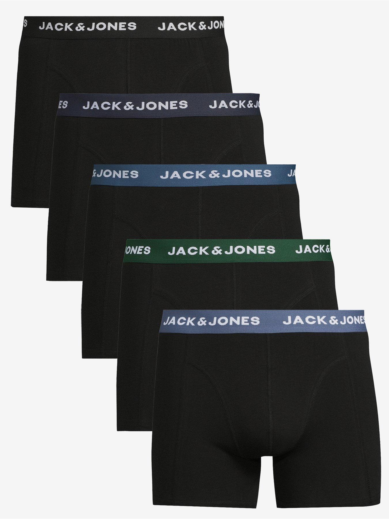 Jack & Jones Solid 5 Pack Trunks, Black, Size Xl, Men