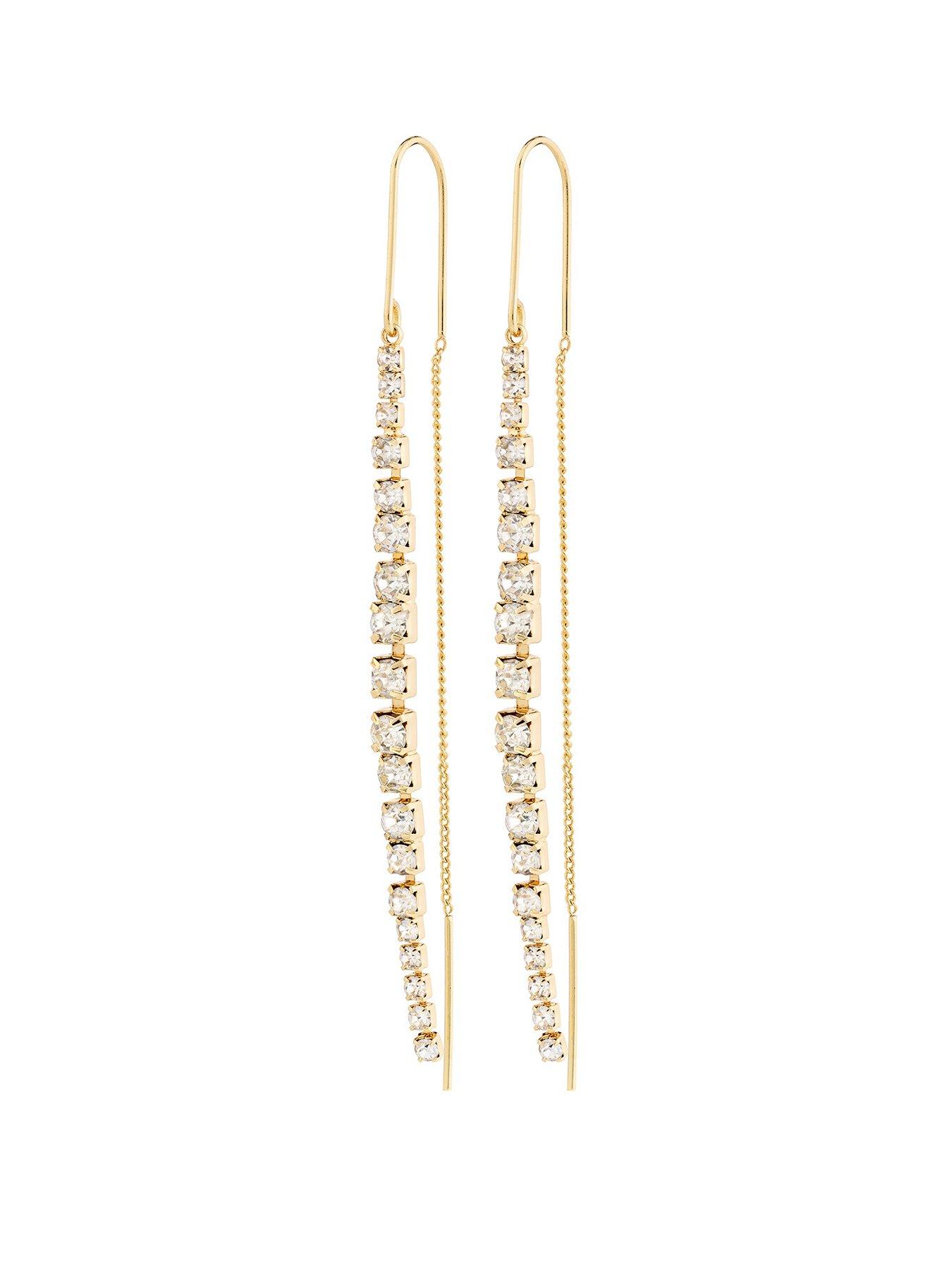 Product photograph of Pilgrim Sky Chain Earrings Gold-plated from very.co.uk