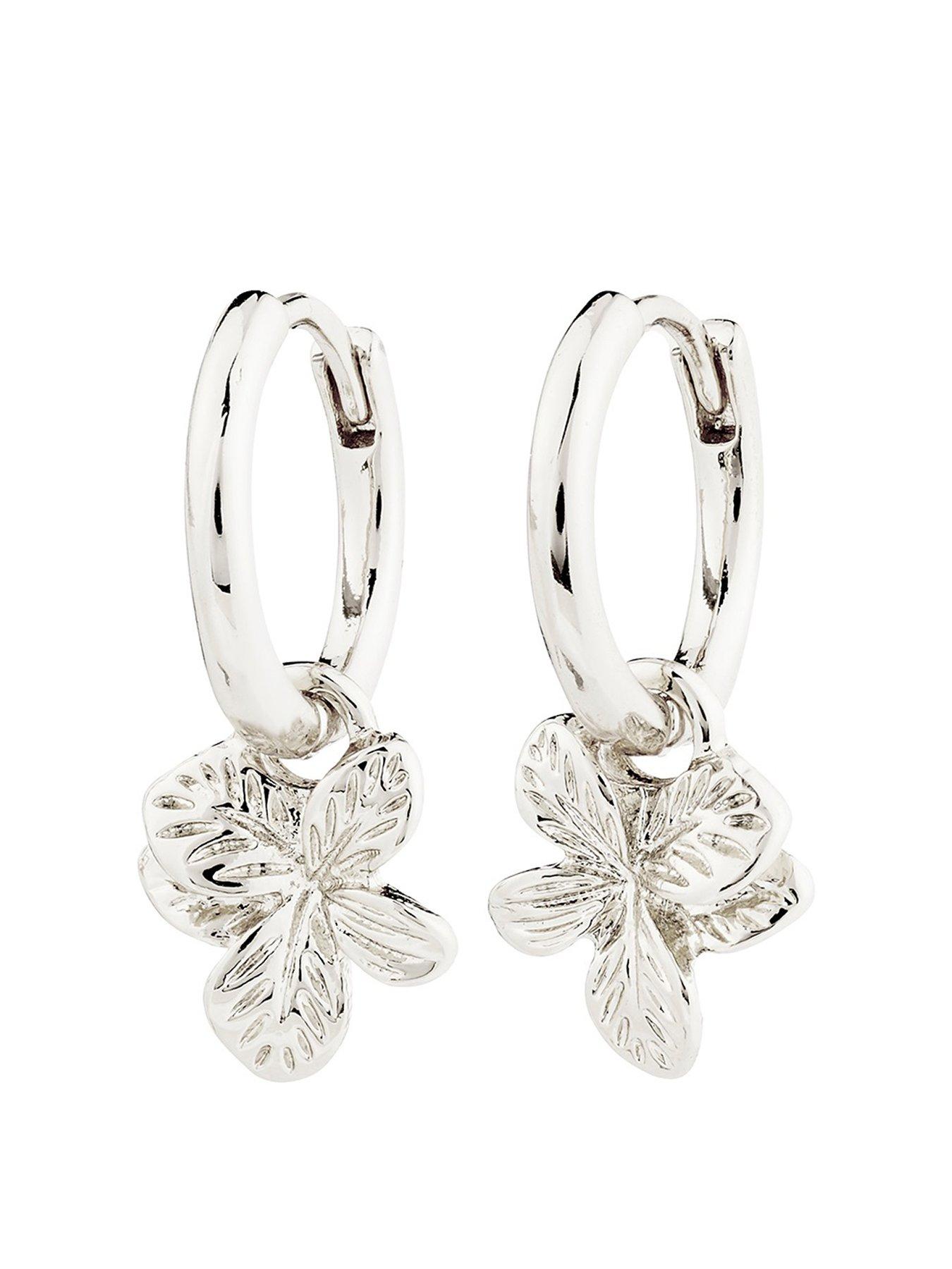 Product photograph of Pilgrim Charmaine Hoop Earrings Silver-plated from very.co.uk