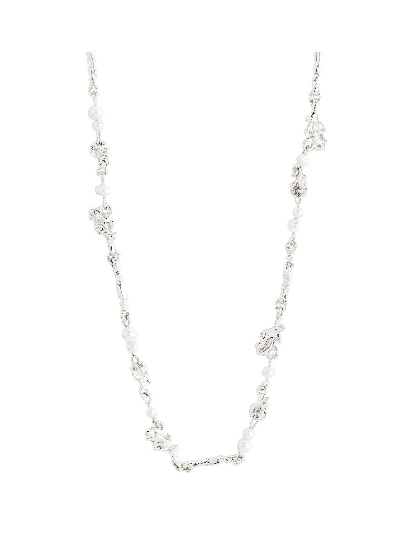 Product photograph of Pilgrim Sloan Pearl Necklace Silver-plated from very.co.uk