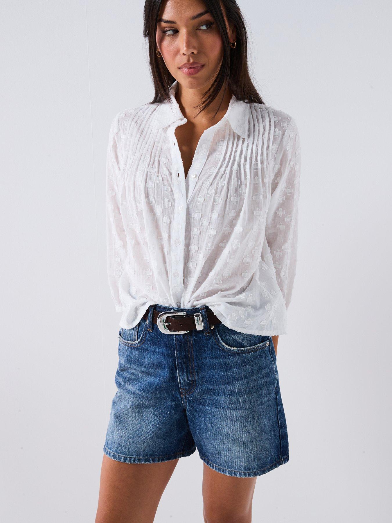 V by Very Dobby Texture Shirt - White