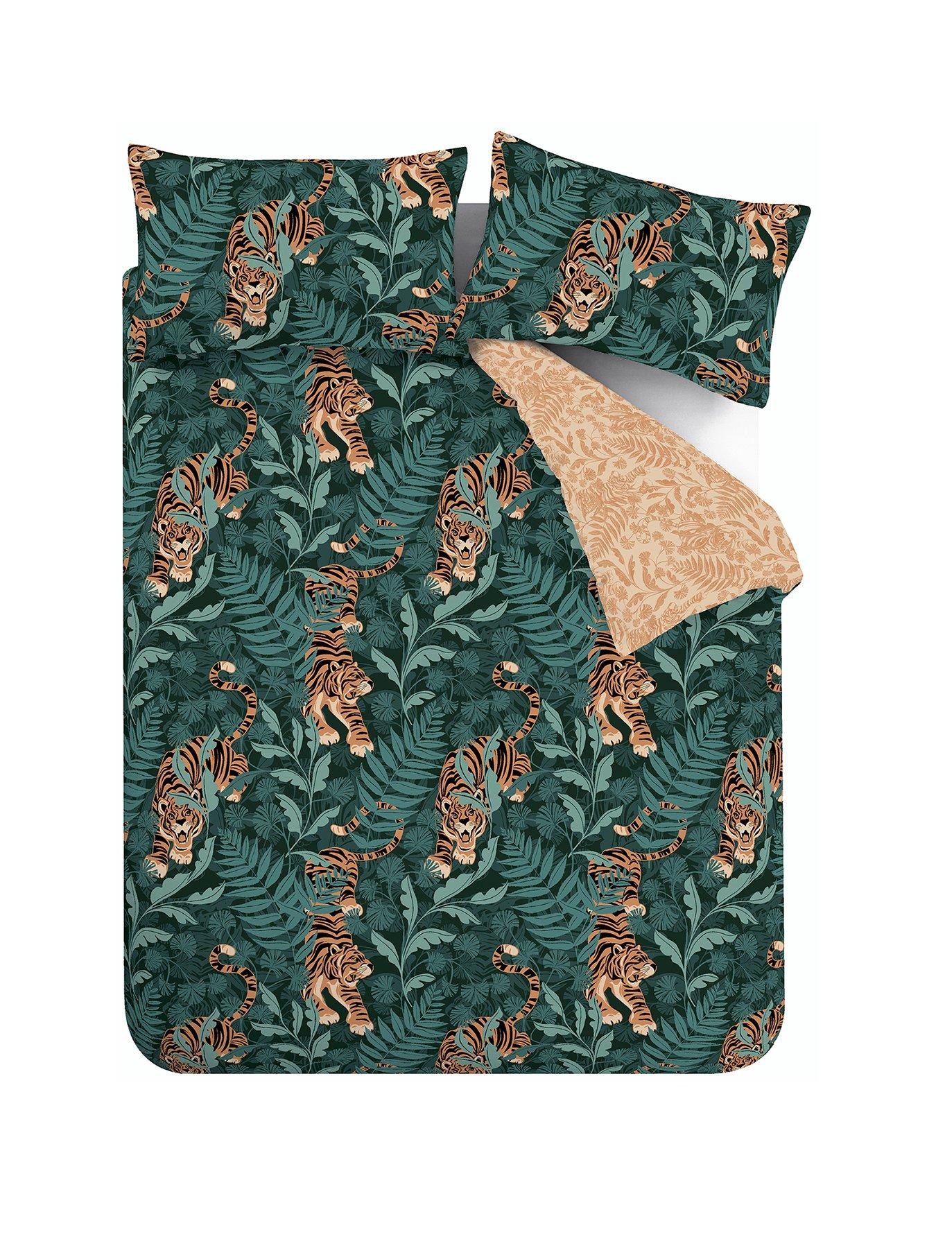 Image 2 of 5 of Catherine Lansfield Tropic Tiger Leaf Duvet Cover Set