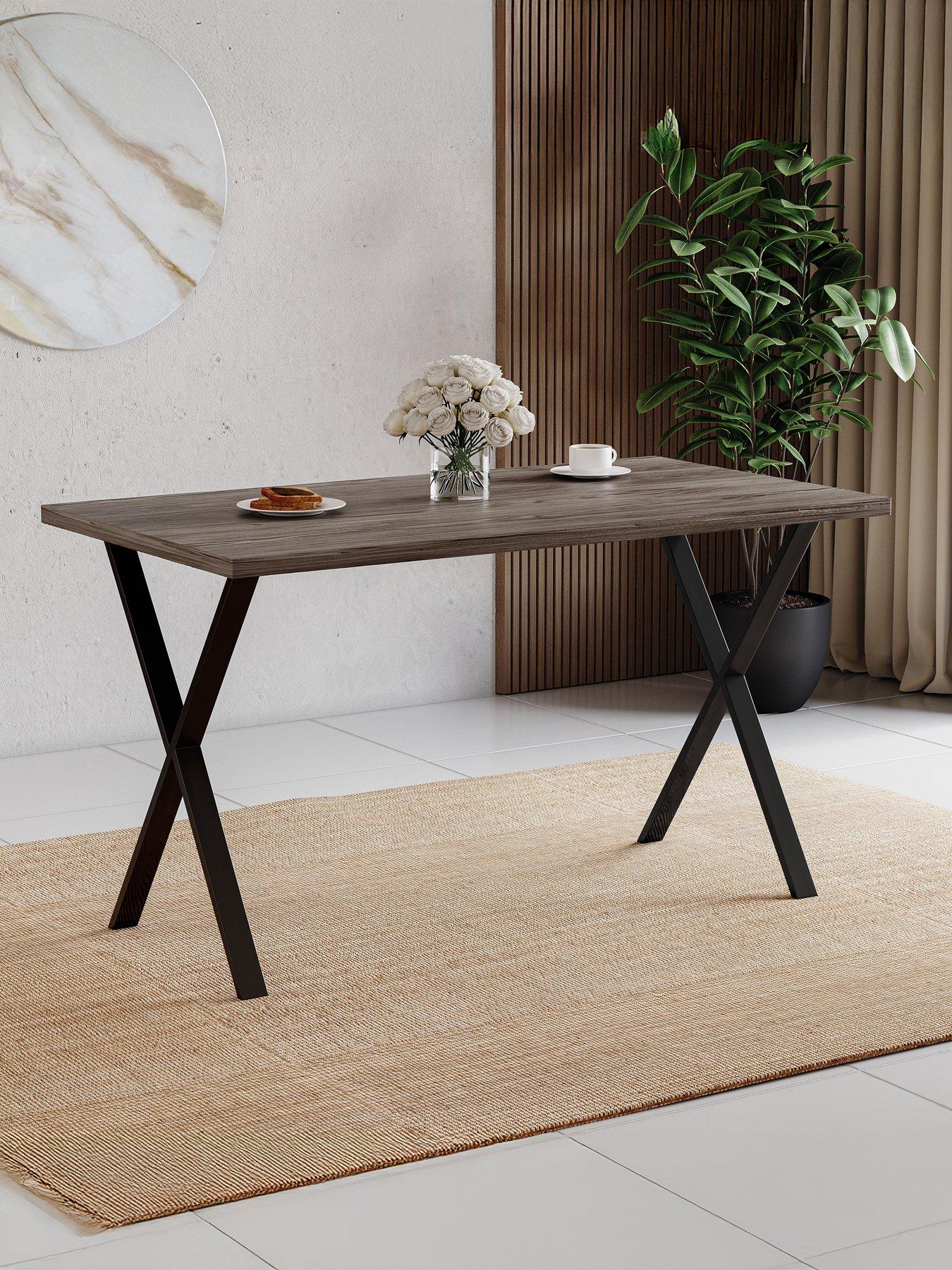 Vida Designs Havenwood 4 Seater Dining Table With X Shape Legs