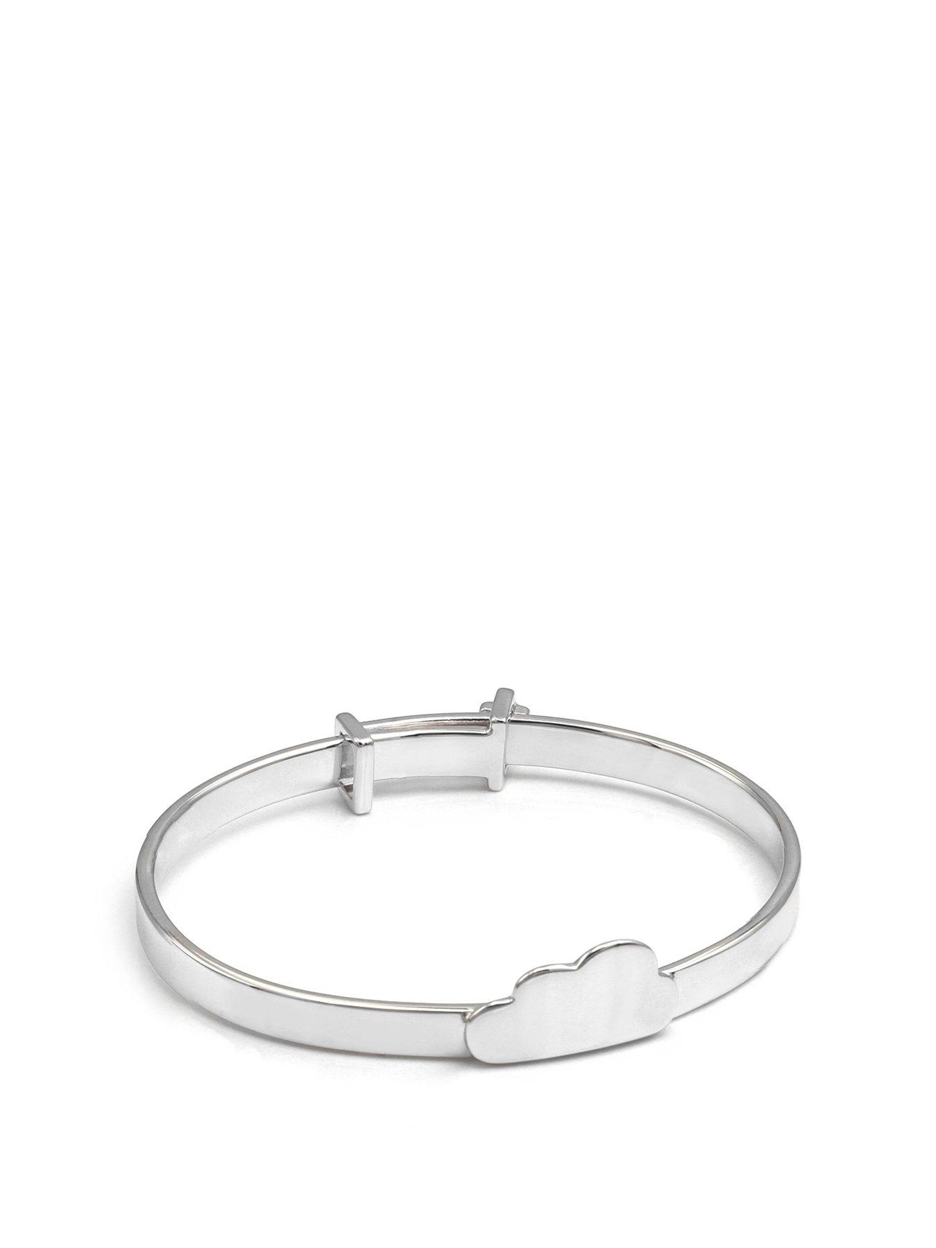undefined Baby Engraved Cloud & Cross Bangle - Silver