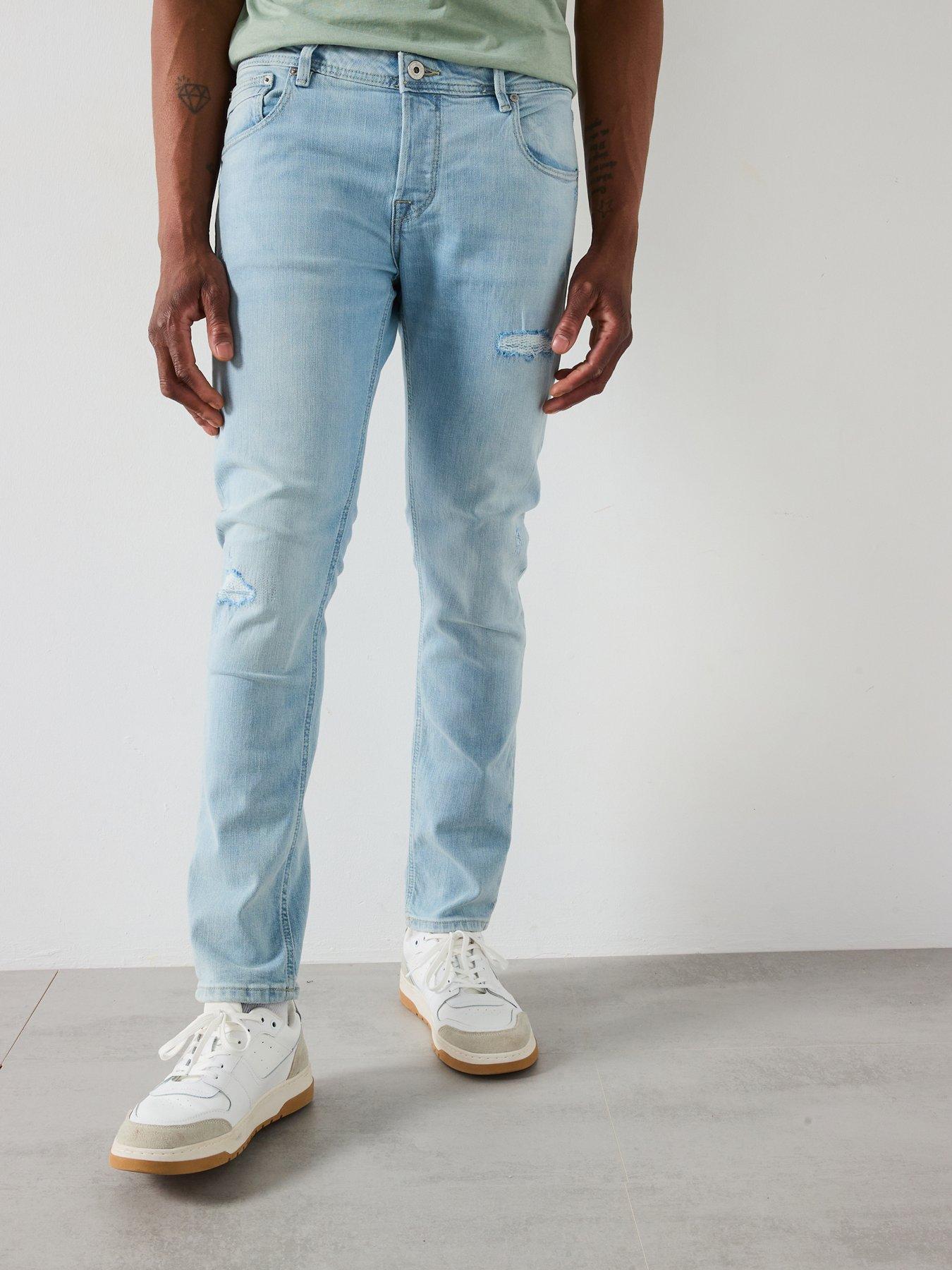 undefined Glenn Cole Ripped Slim Fit Jeans - Blue Denim