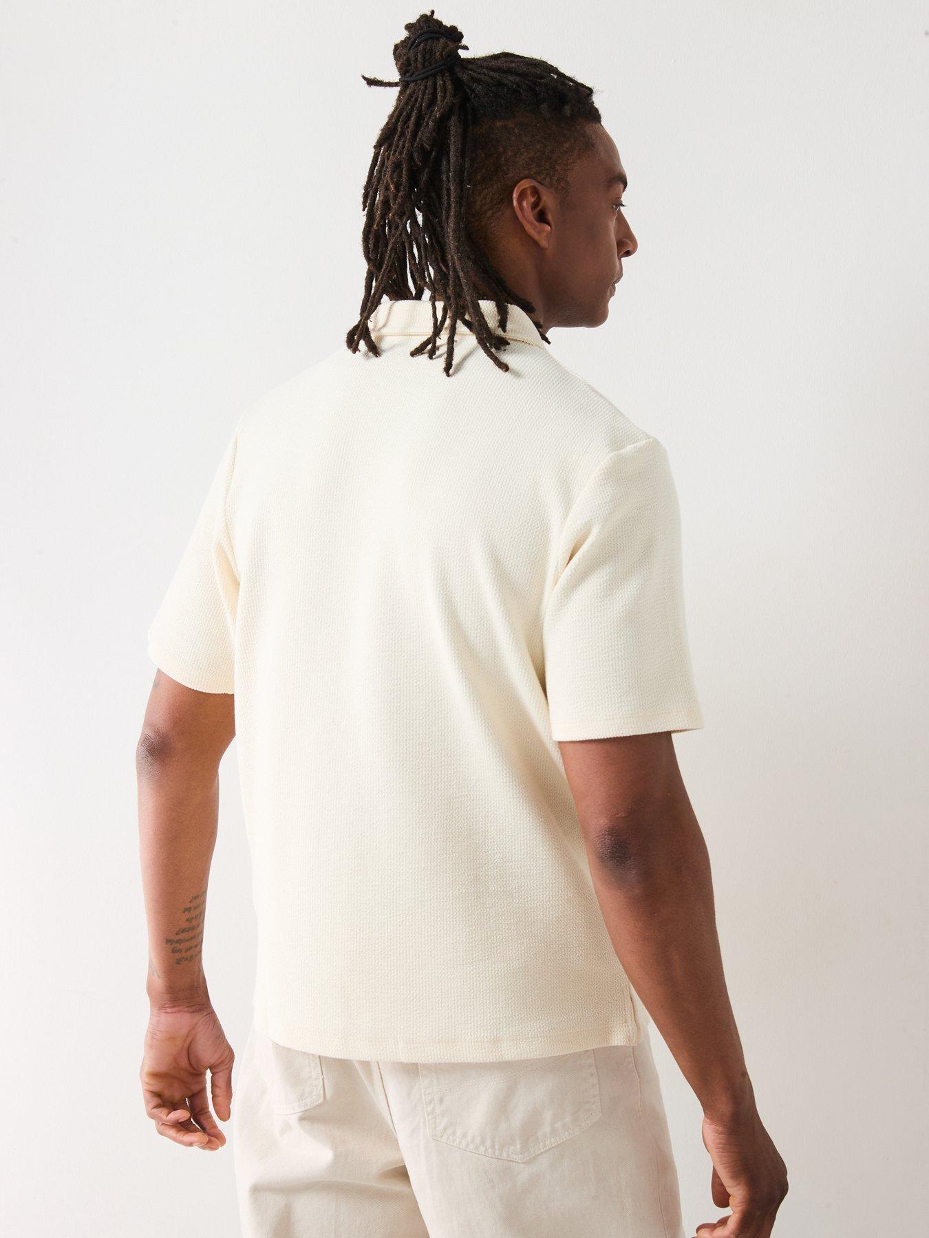 Image 2 of 6 of Jack & Jones Islington Texture Polo Shirt - Antique White