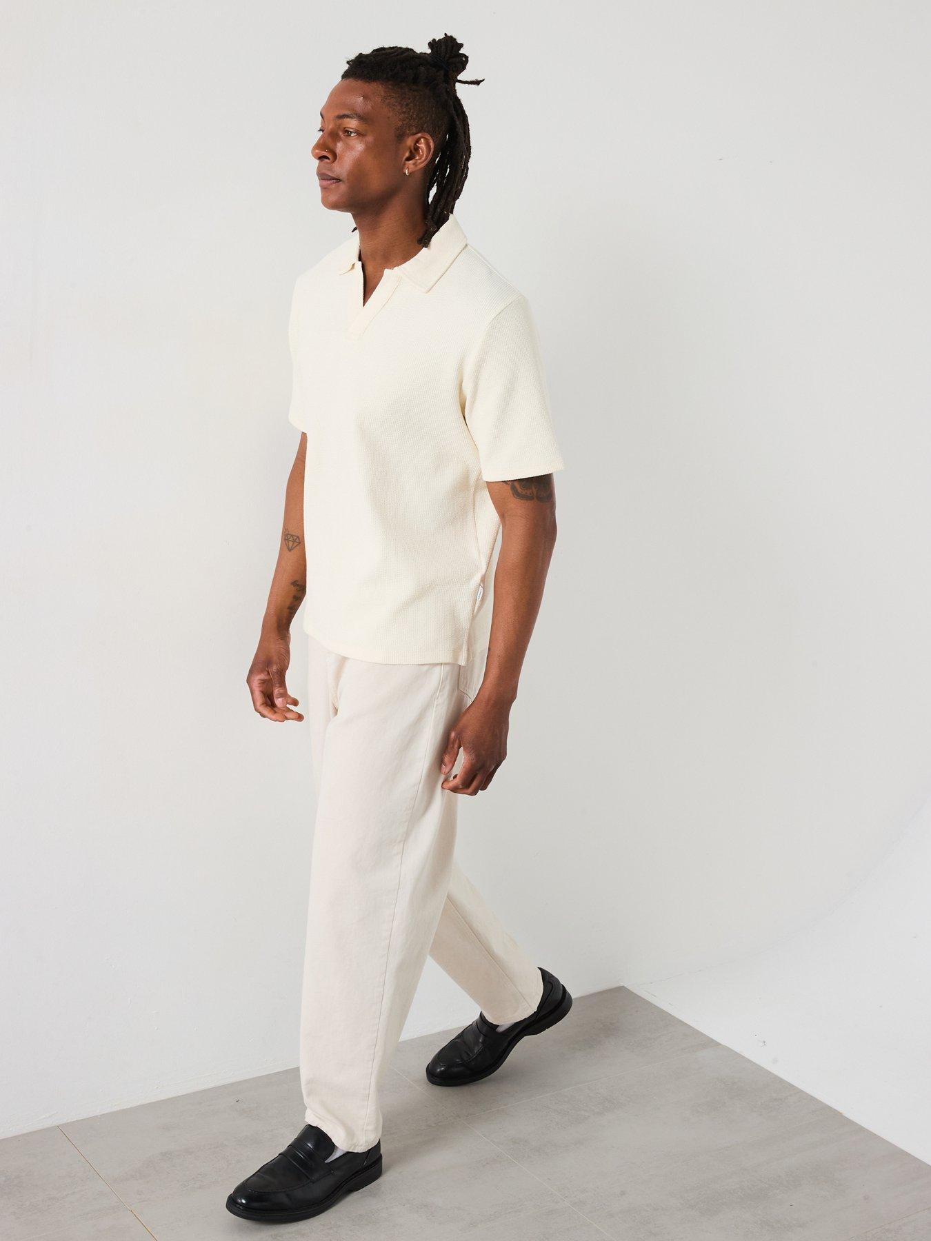 Image 3 of 6 of Jack & Jones Islington Texture Polo Shirt - Antique White