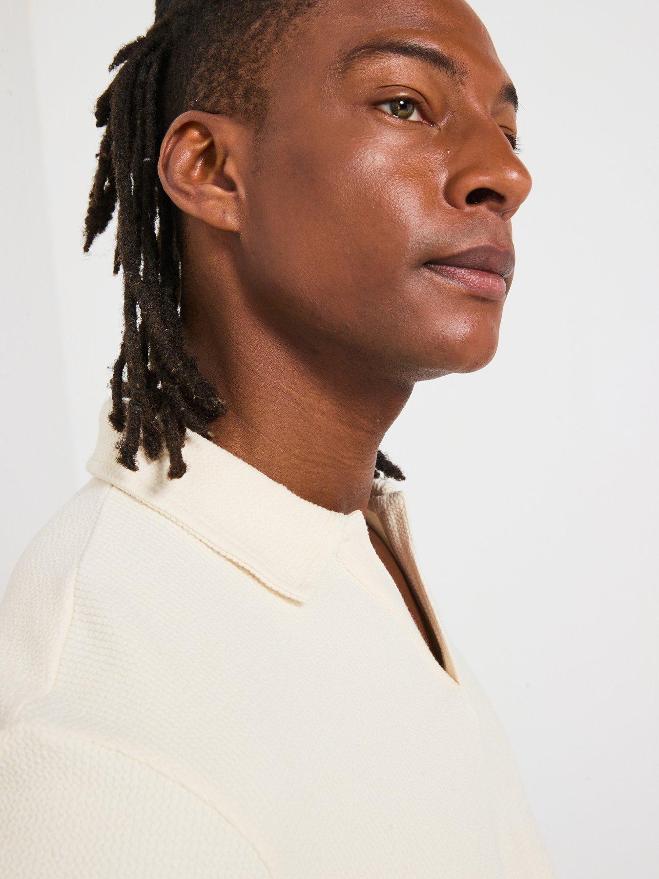Image 4 of 6 of Jack & Jones Islington Texture Polo Shirt - Antique White