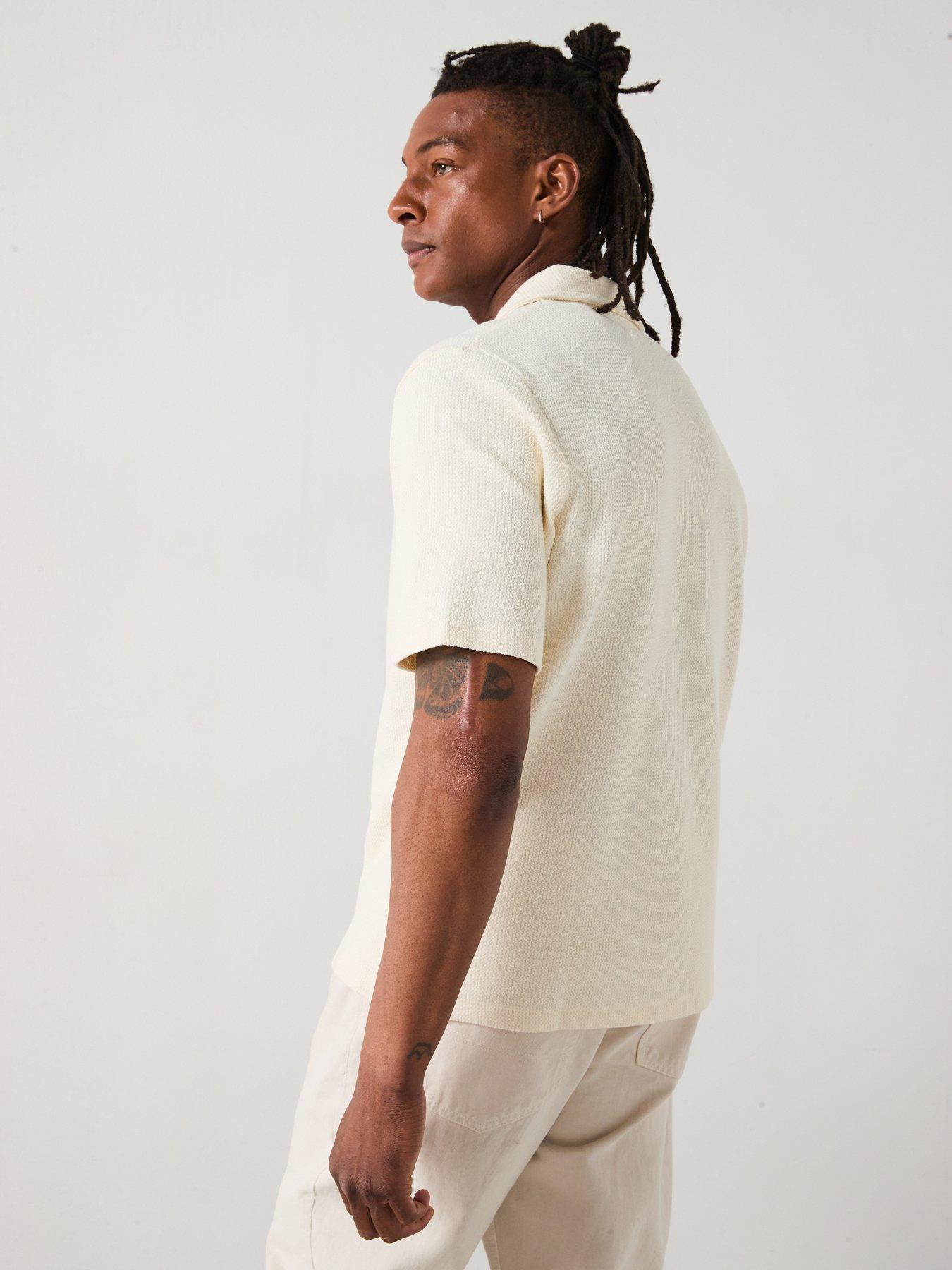 Image 6 of 6 of Jack & Jones Islington Texture Polo Shirt - Antique White
