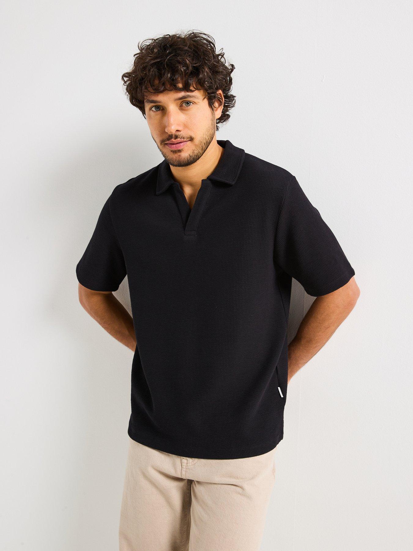undefined Islington Texture Polo Shirt - Black