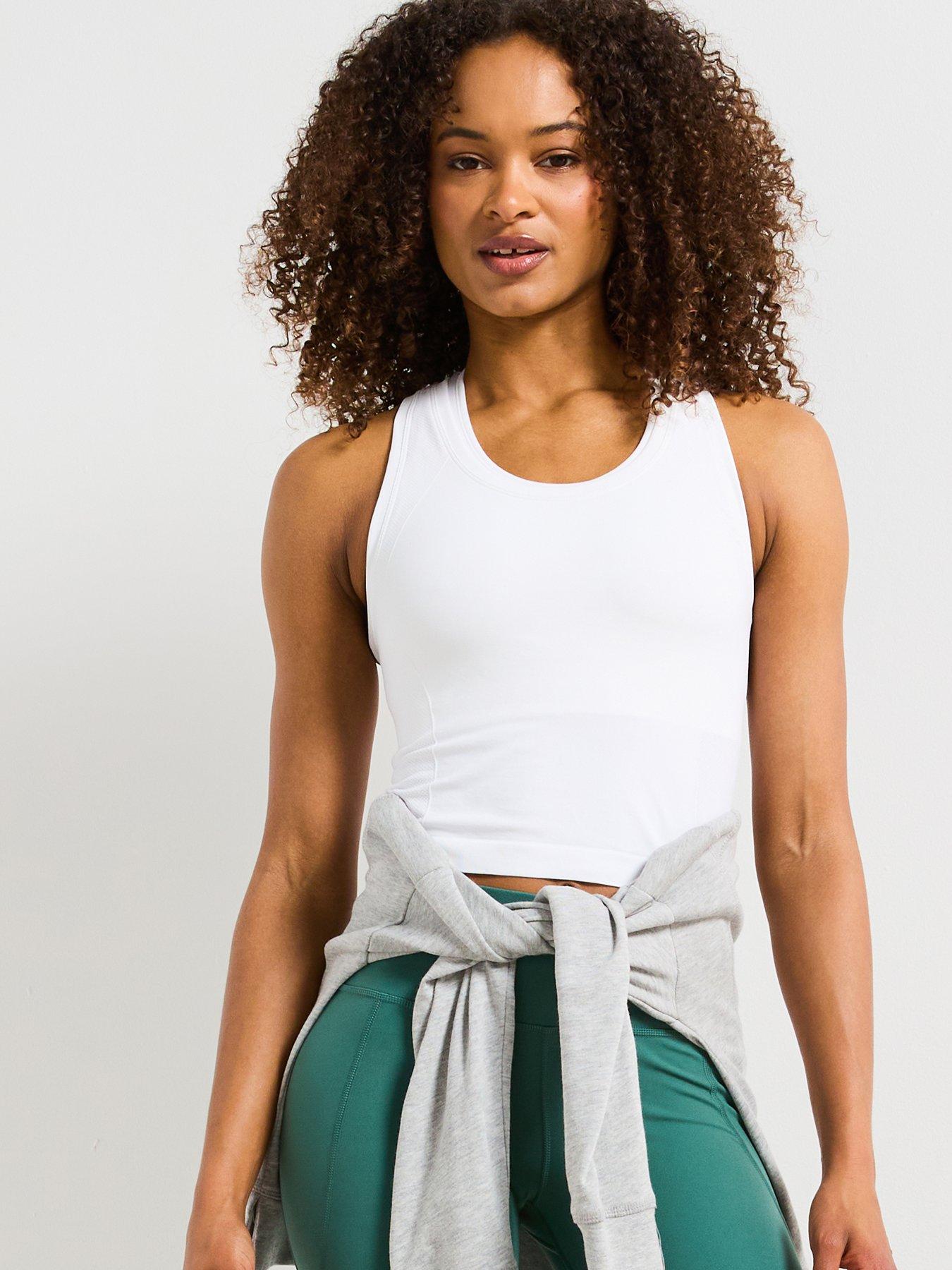 undefined Womens Training Athlete Crop Seamless Workout Tank Top - White