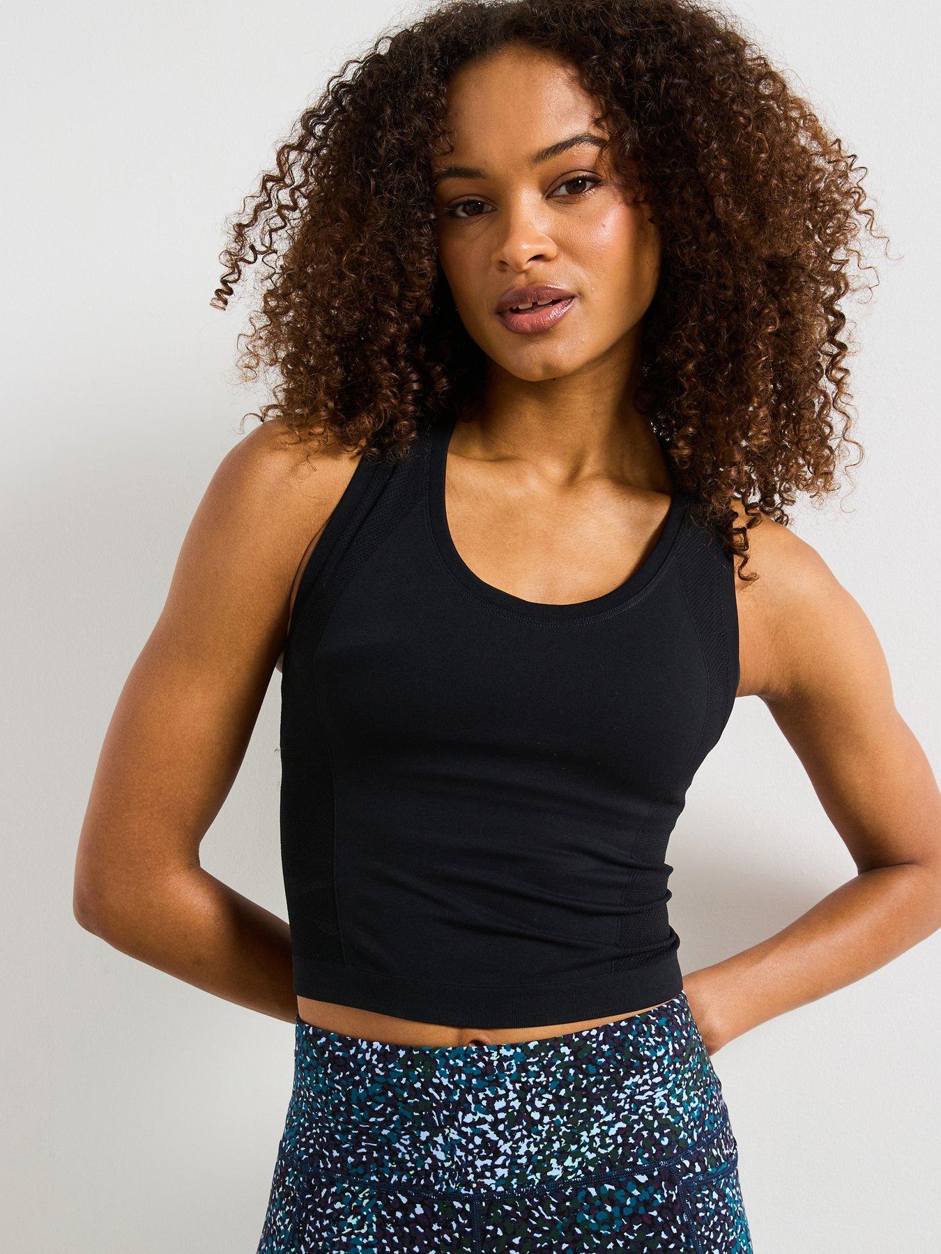 undefined Womens Training Athlete Crop Seamless Workout Tank Top - Black