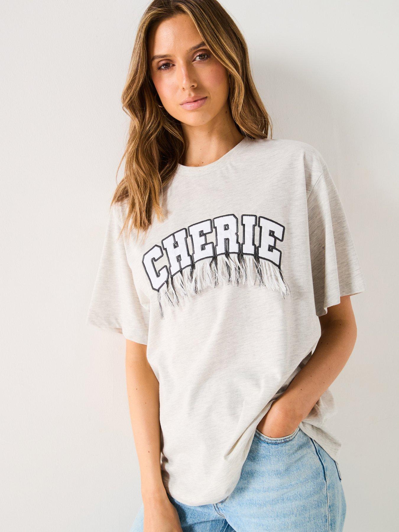undefined Cherie Fringe Oversized T-Shirt - Grey