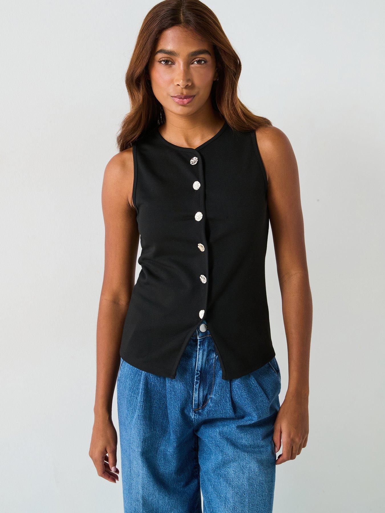 undefined Button Up Waistcoat - Black
