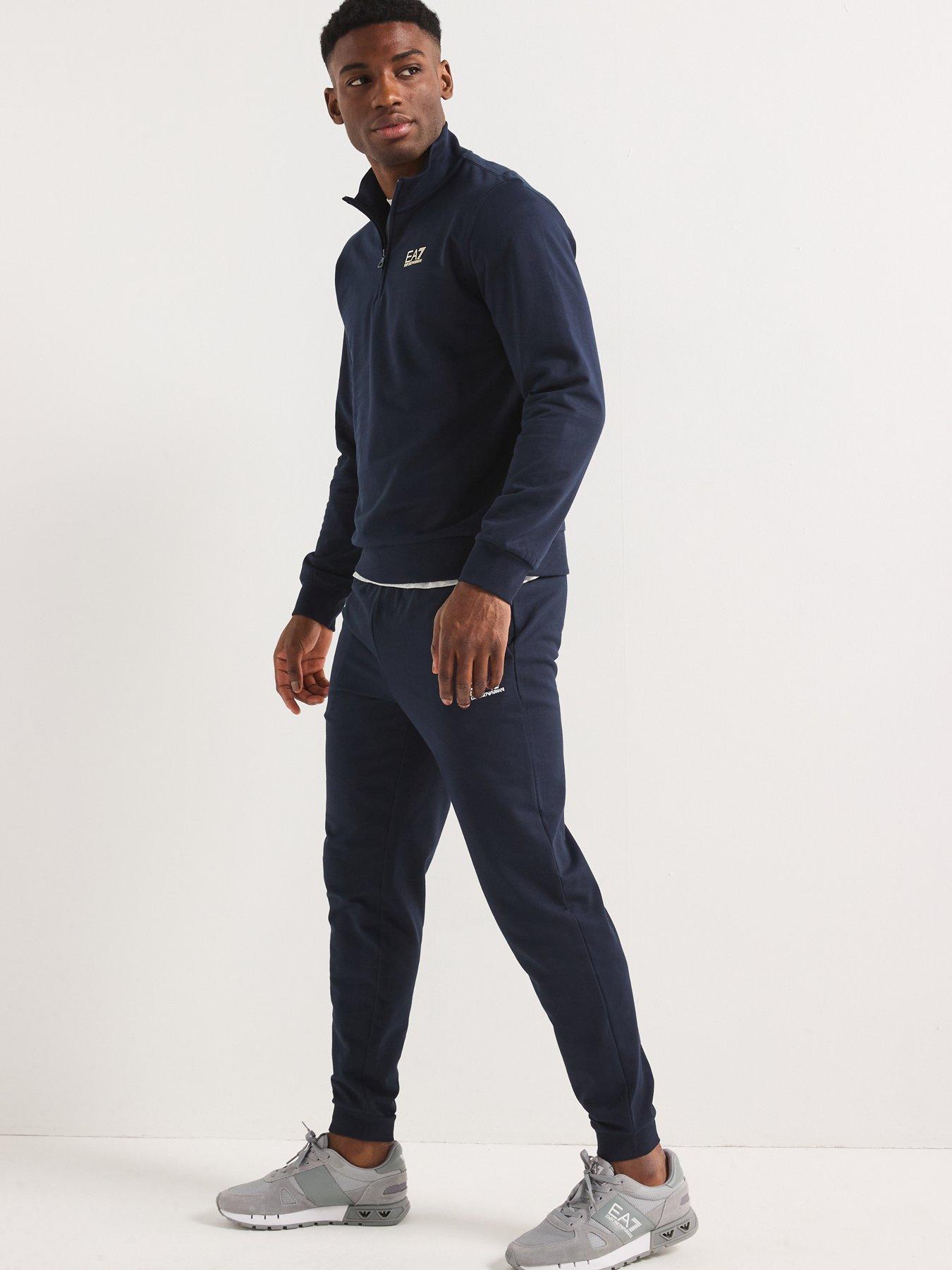 Image 3 of 6 of EA7 Emporio Armani Train Visibility Zip Neck Tracksuit - Dark Blue