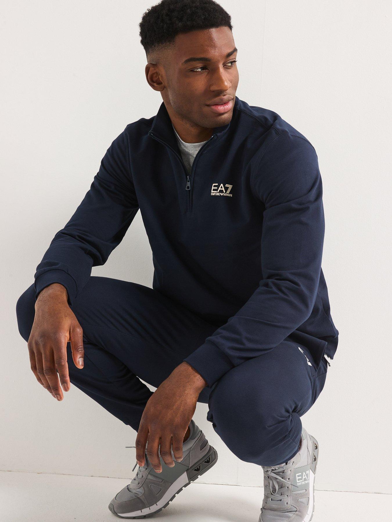 Image 4 of 6 of EA7 Emporio Armani Train Visibility Zip Neck Tracksuit - Dark Blue