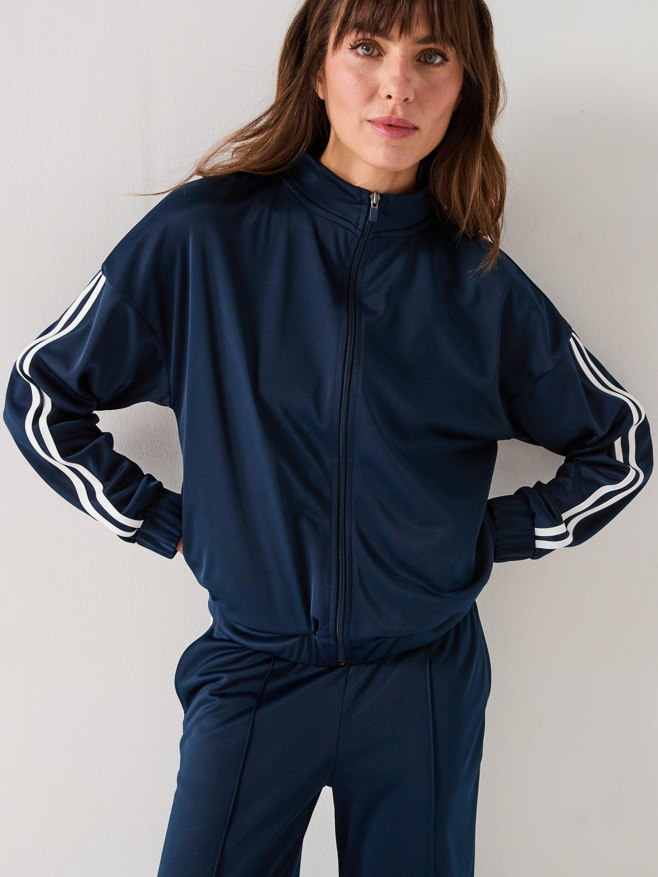 Image 1 of 6 of V by Very Zip Up Side Stripe Sweatshirt - Navy