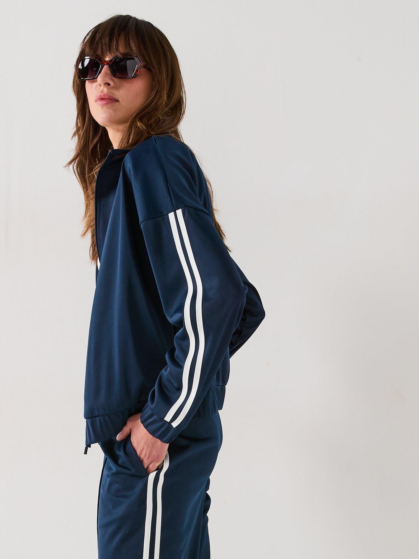 Image 4 of 6 of V by Very Zip Up Side Stripe Sweatshirt - Navy