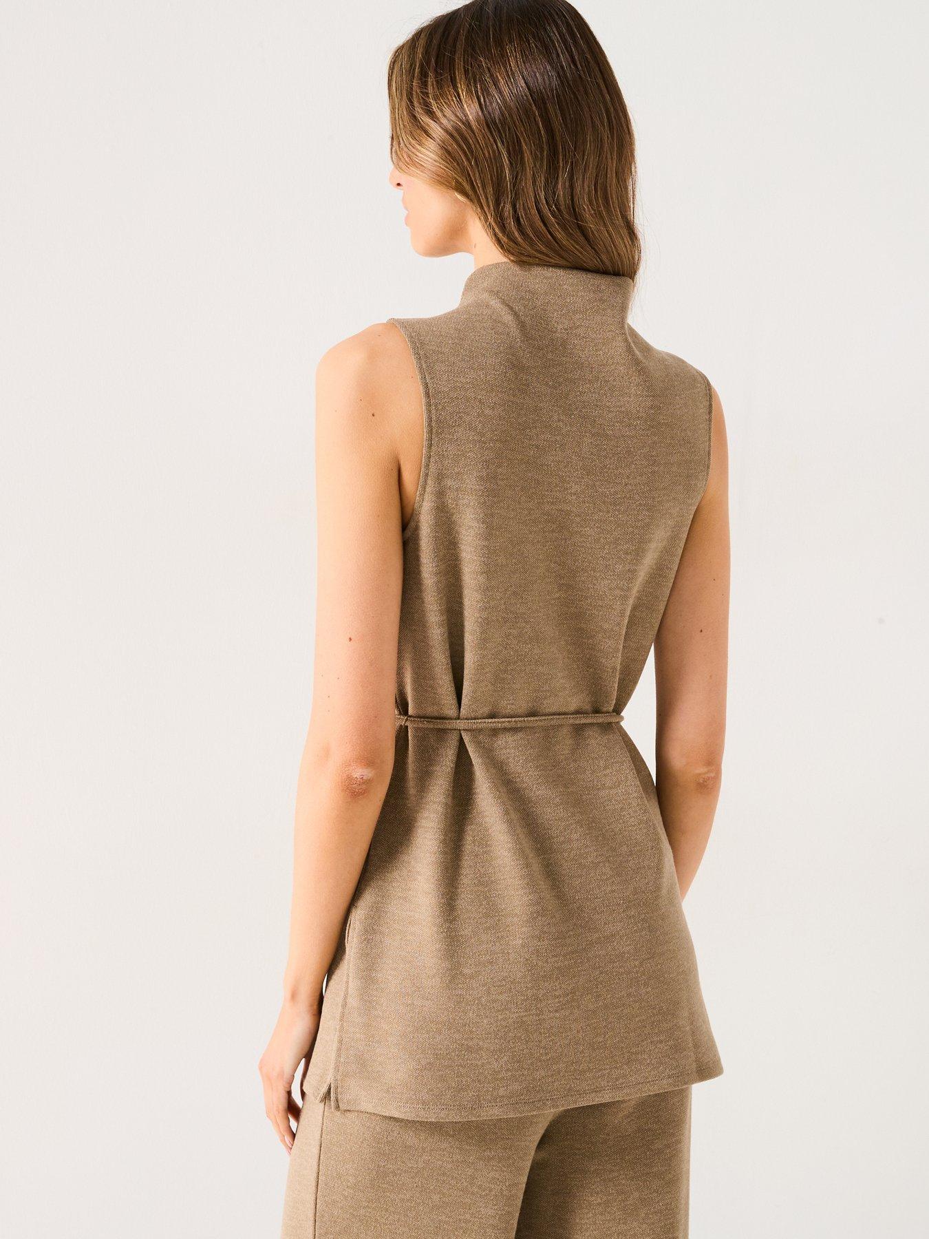 Image 2 of 6 of V by Very Slash Neck Longline Textured Top Co-Ord - Neutral