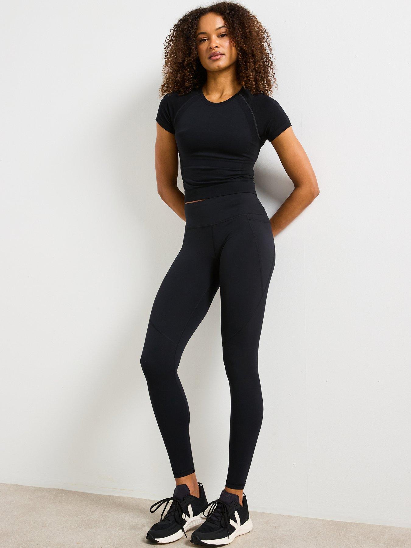 Image 3 of 6 of Sweaty Betty Womens Athlete Crop Seamless Workout Training T-Shirt - Black