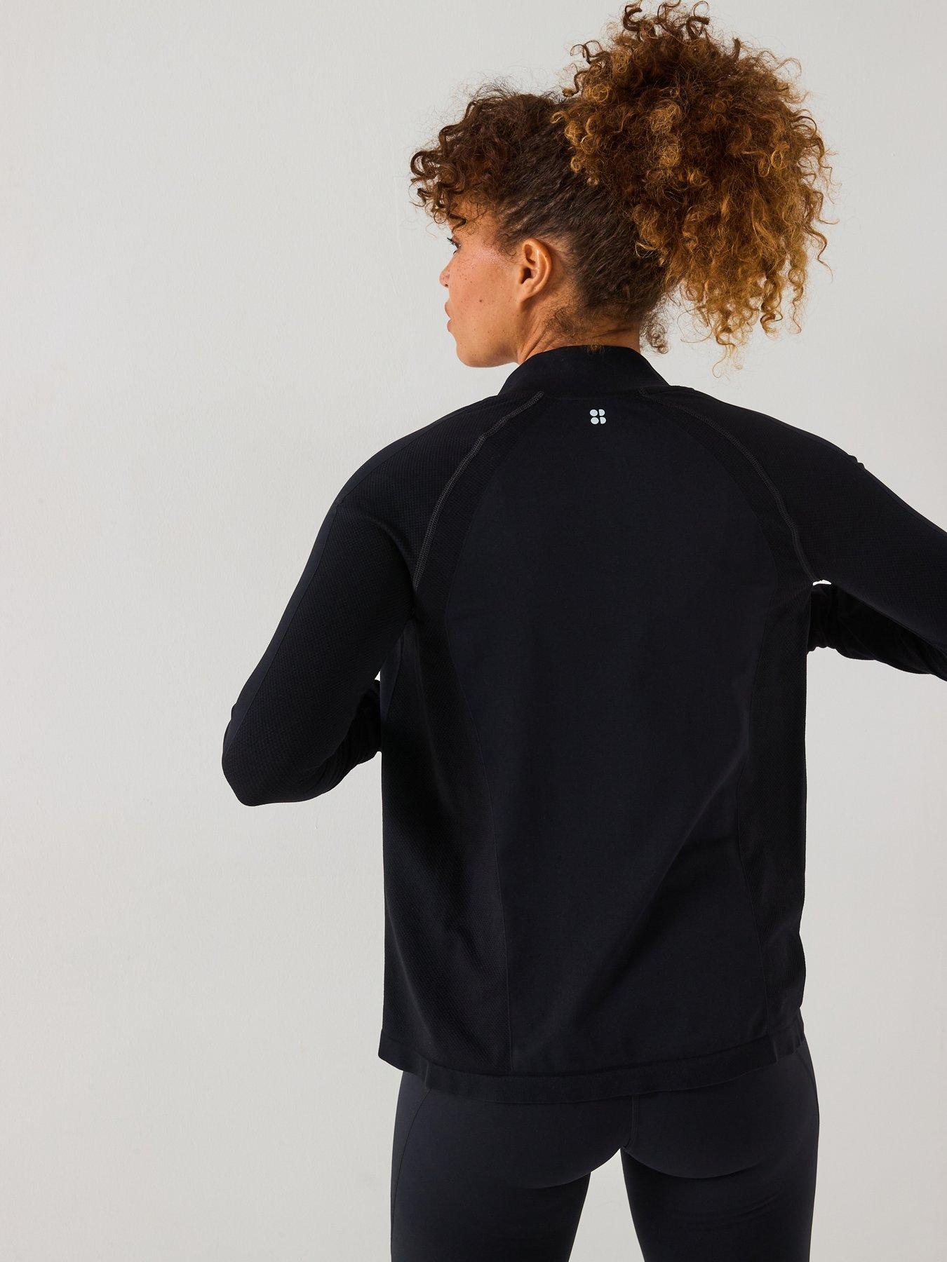 Image 2 of 6 of Sweaty Betty Womens Training Athlete Seamless Workout Zip Up - Black
